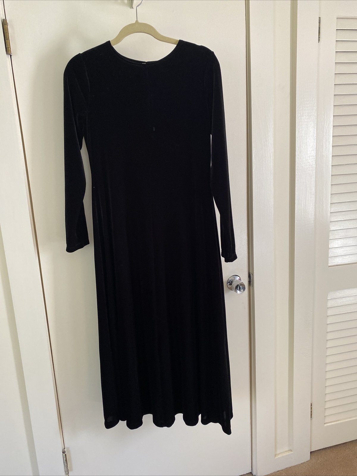 Vintage Long-Sleeved Dinner Gown -Black Velvet S (4/6)