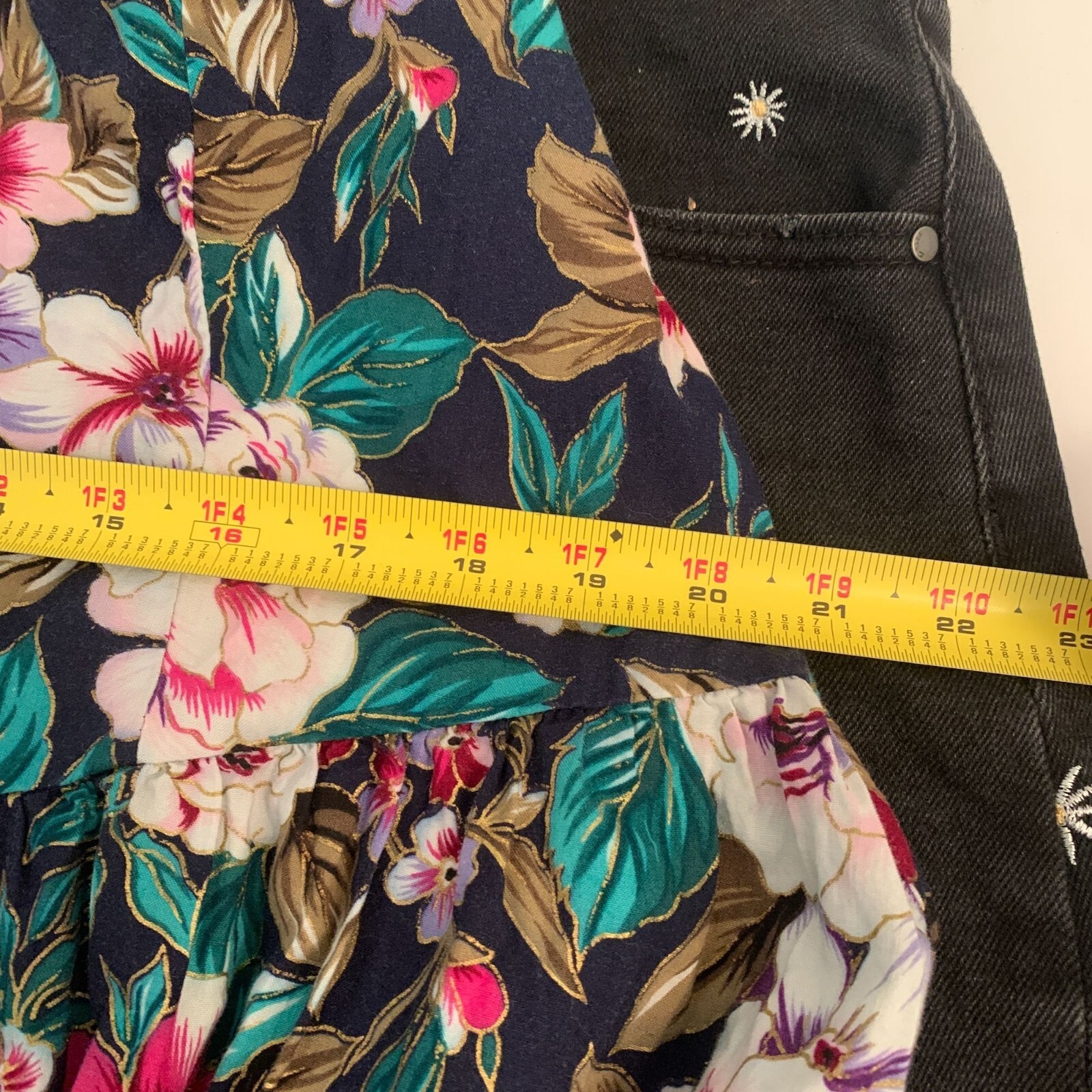 Vintage 80s Lisa II Women’s Plus Size 20P Petite Floral Lace Prairie Dress
