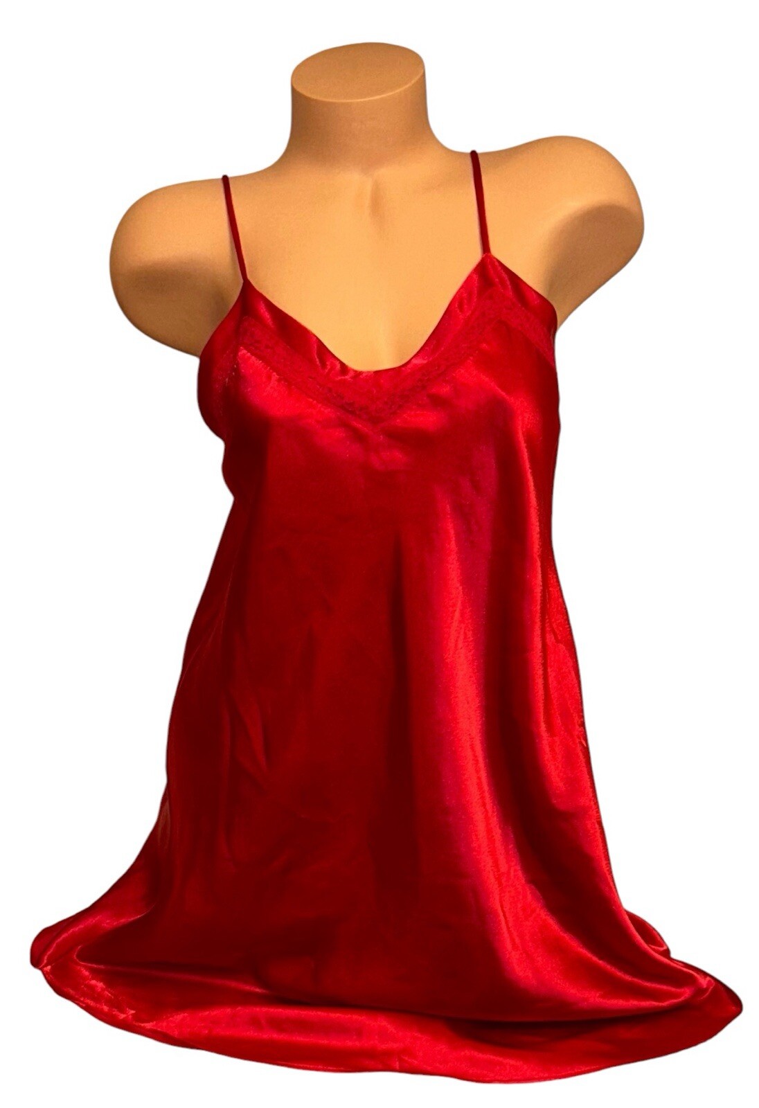 Bentley Vintage Red Shiny Second Skin Satin Nightie Nightgown Womens M NOS
