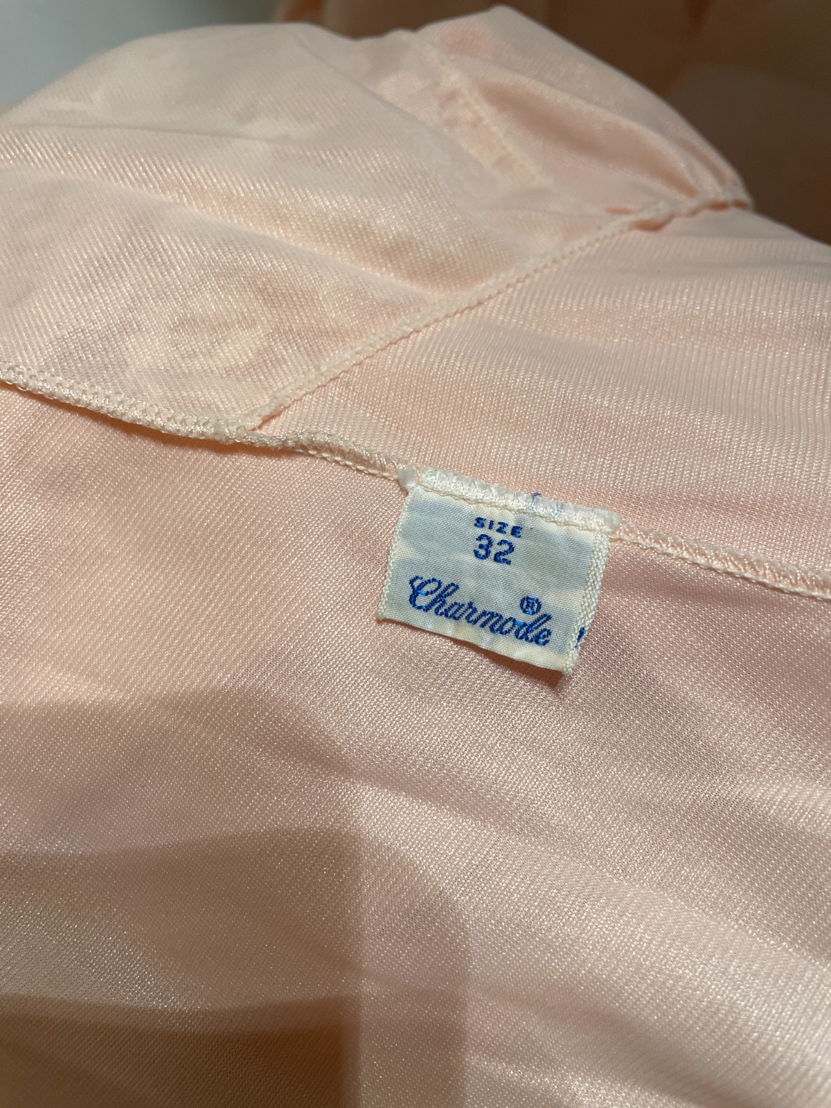 Vintage Sears Roebuck Charmode Nylon Nightgown PEACH Lace Detail Size 32