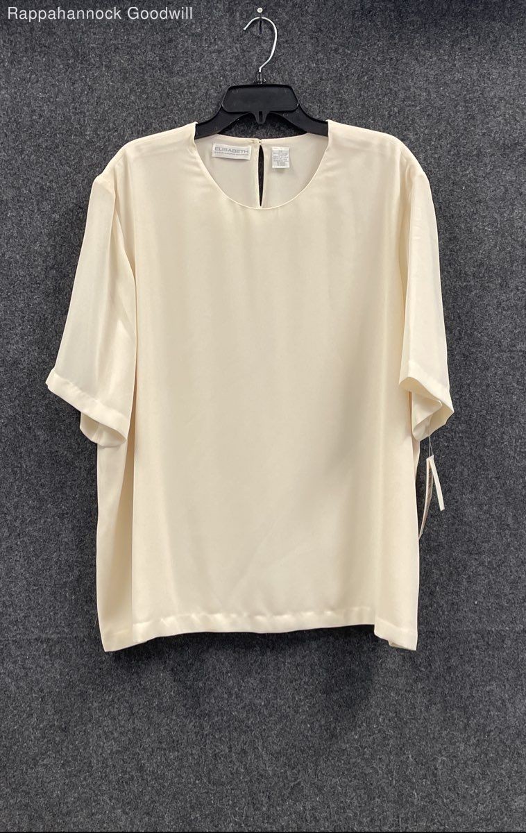 Vintage Y2K Elisabeth Women’s Mother of Pearl Short Sleeve Blouse NWT Sz 20