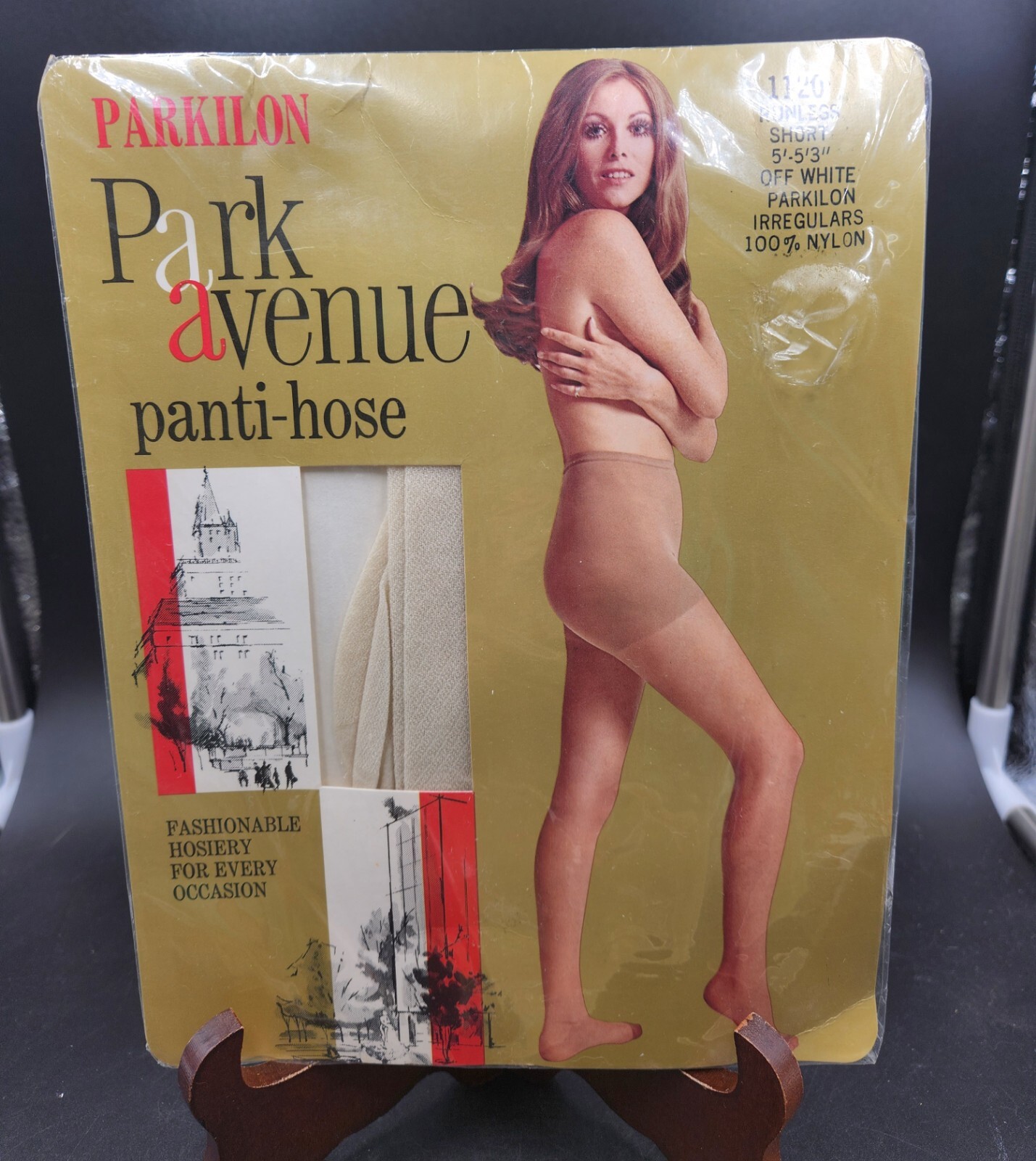 4 Vintage Parkilon Park Avenue panti-hose SHORT Black Off White Green Beige