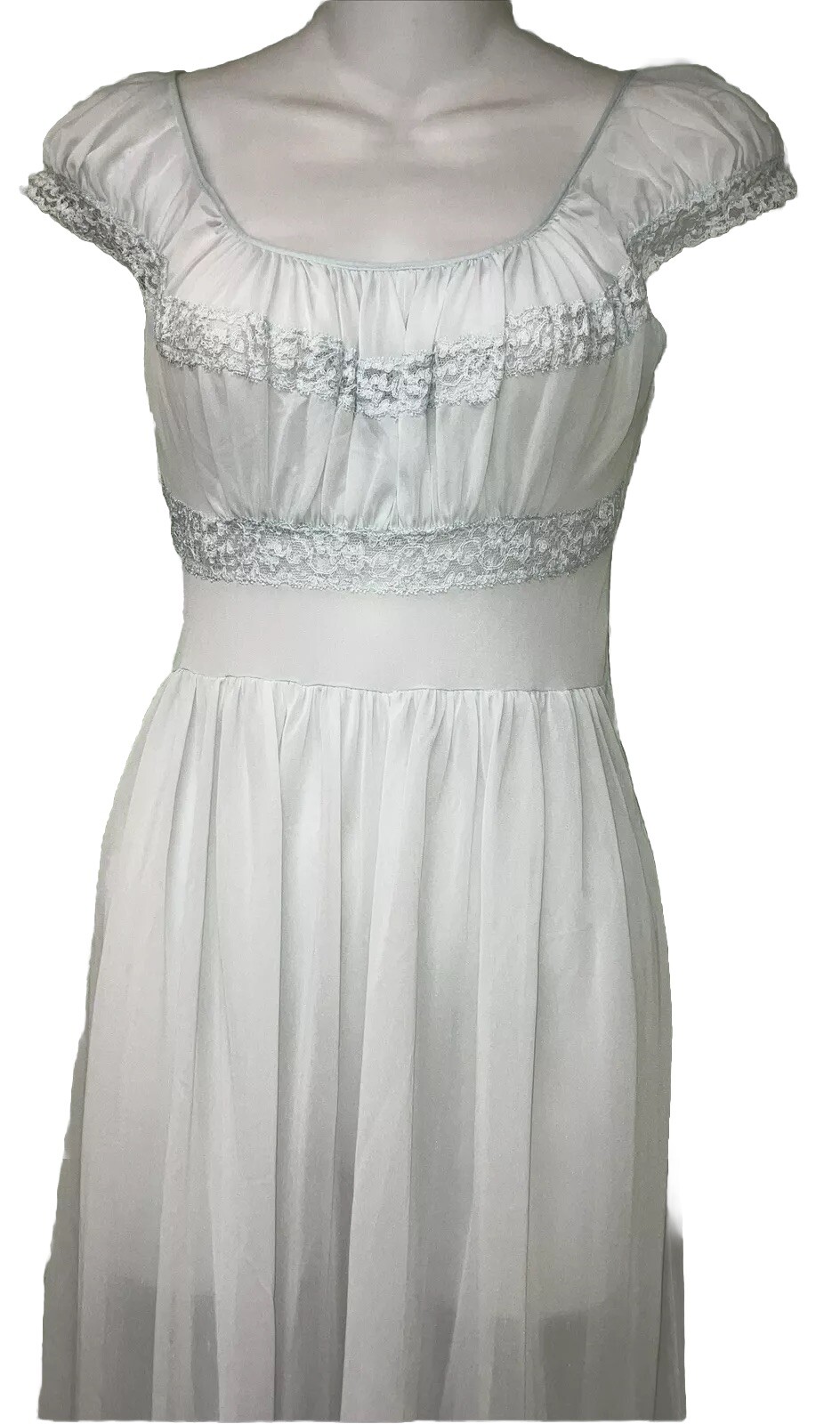 Carters Du Pon Nylon Vintage Pastel Blue Sz 9 Bust 33 Junior Girl Nightgown PO