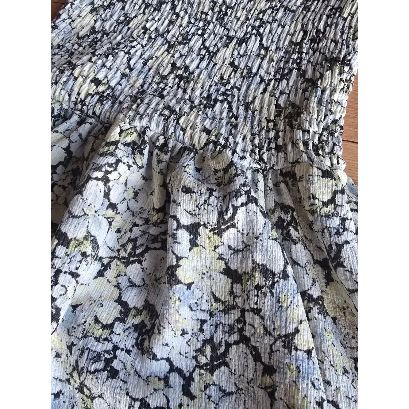 H&M Floral Puff-Sleeve Smocked Midi Vintage Cottagecore Boho Romantic Soft Girl