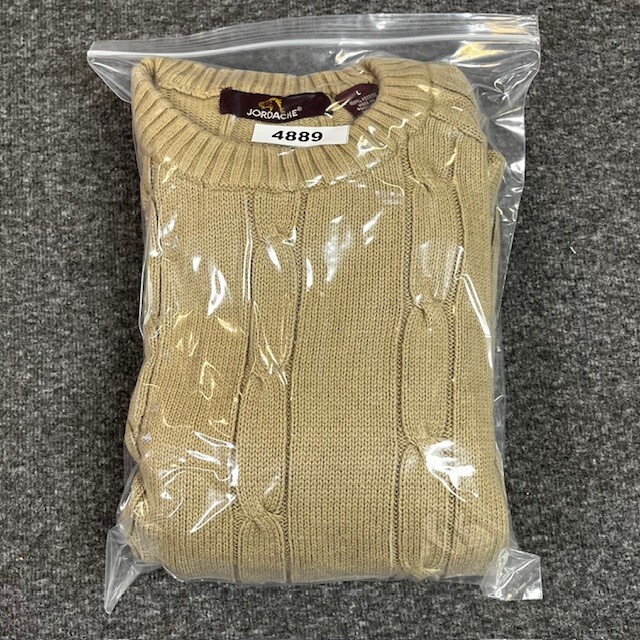 Jordache Sweater Womens? Size Large Cable Knit Long Sleeve Pullover Tan