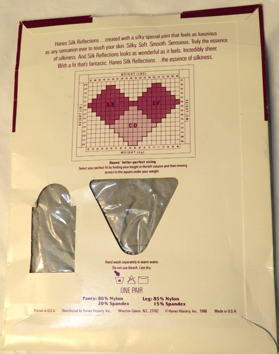 Nos Vintage Hanes Silk Reflections Grey Mist Nylons Pantyhose Dance Silky Gray A