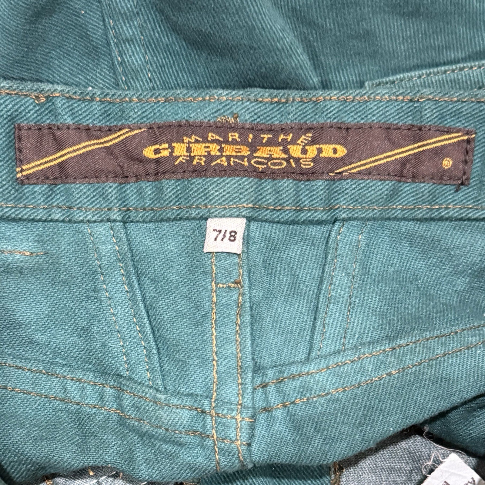 Marithe Francois Girbaud Jeans Women 7/8 Teal Vintage High Waist Tapered 90s