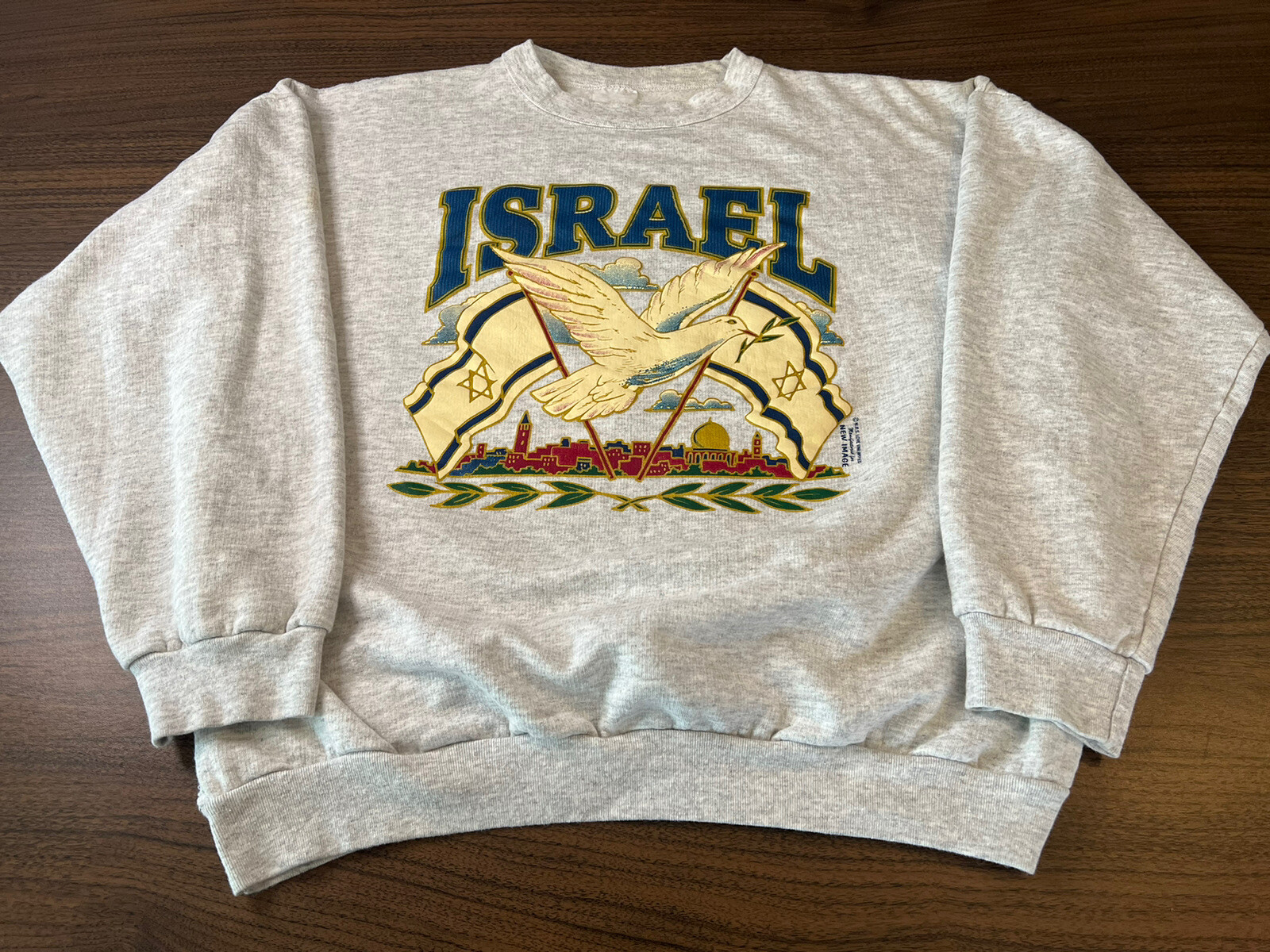 Vintage Israel Crewneck Sweatshirt Sweater 1990s Box Fit Zion Jerusalem Peace