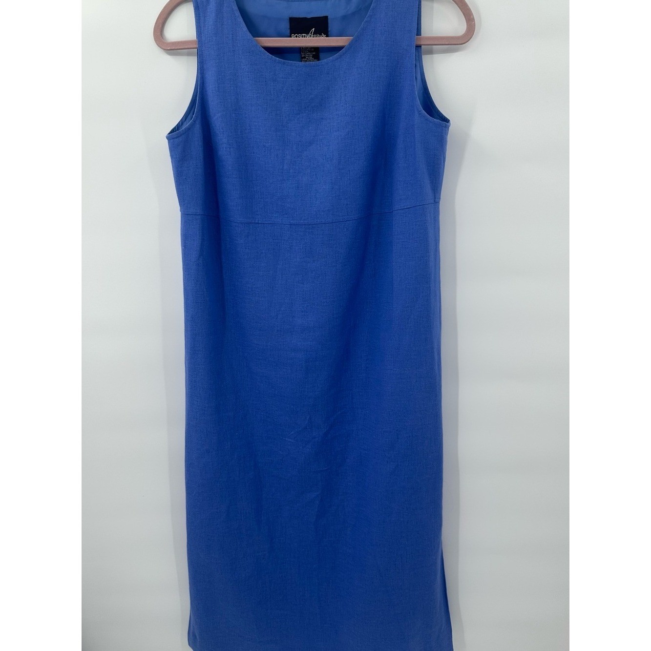 Vintage 90s Positive Attitude Blue Linen Blend Dress Jacket Set 6 NWOT 1180