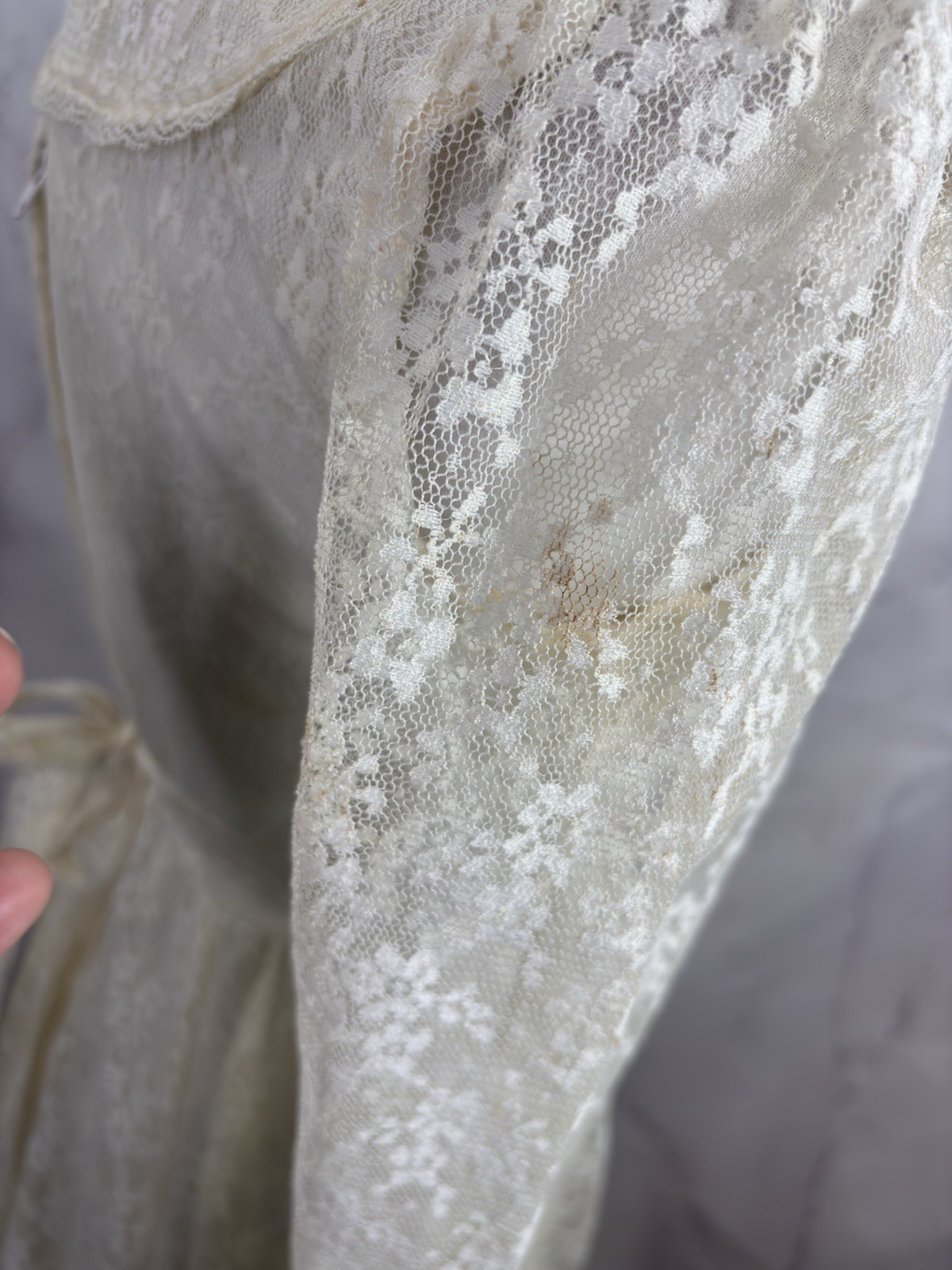 Vintage 70s Gunne Sax Romantic Renaissance Dress Bridal Maxi Cream Lace 5 Bride