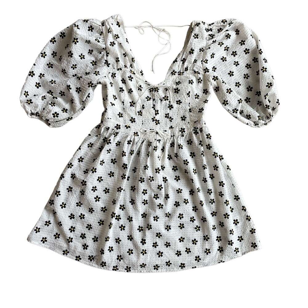 For Love & Lemons Connie Mini Dress in Ivory Size S