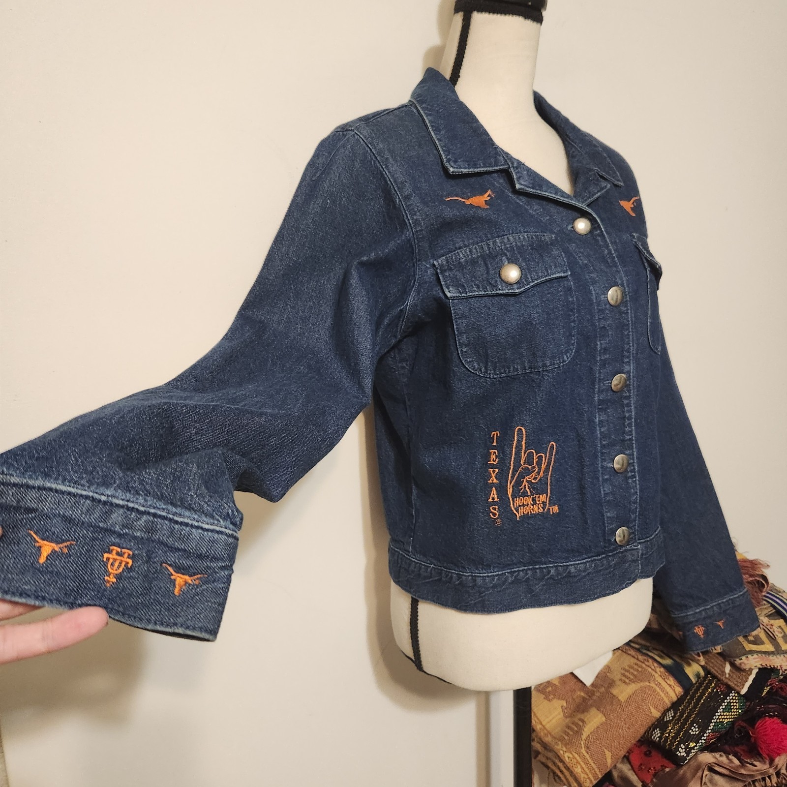 Vintage 90s Gotcha Covered Texas Embroidered Denim Jacket Womens M