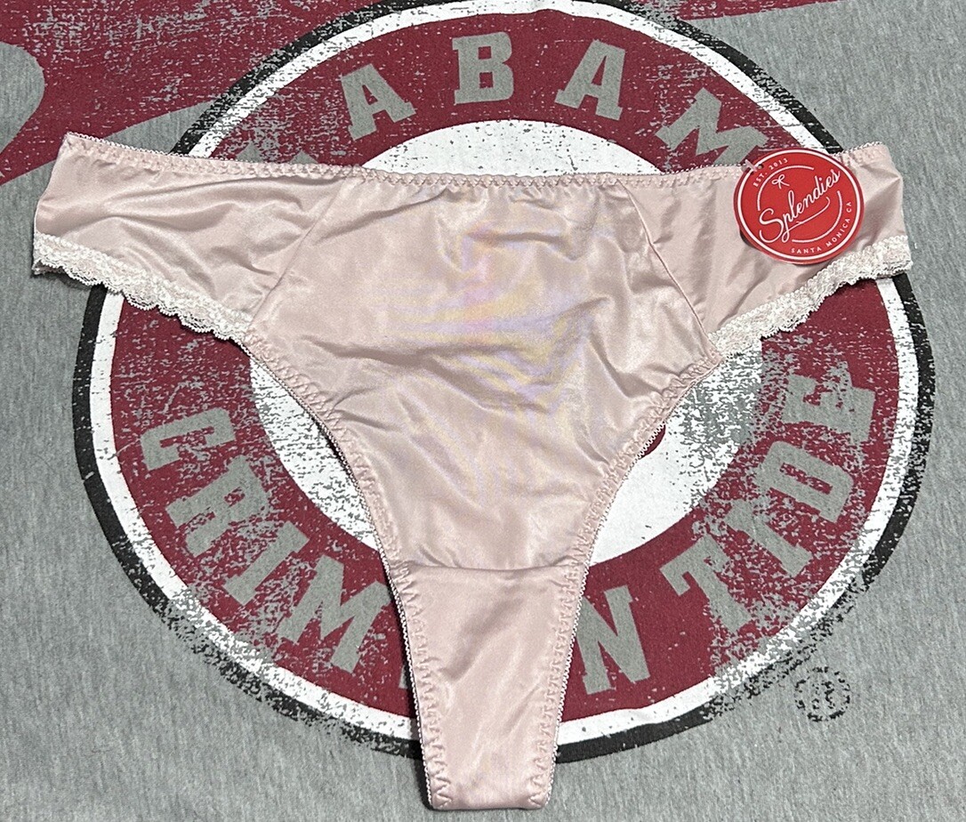 Vintage Splendies Second Skin Thong String Bikini Panties Stretch Pink