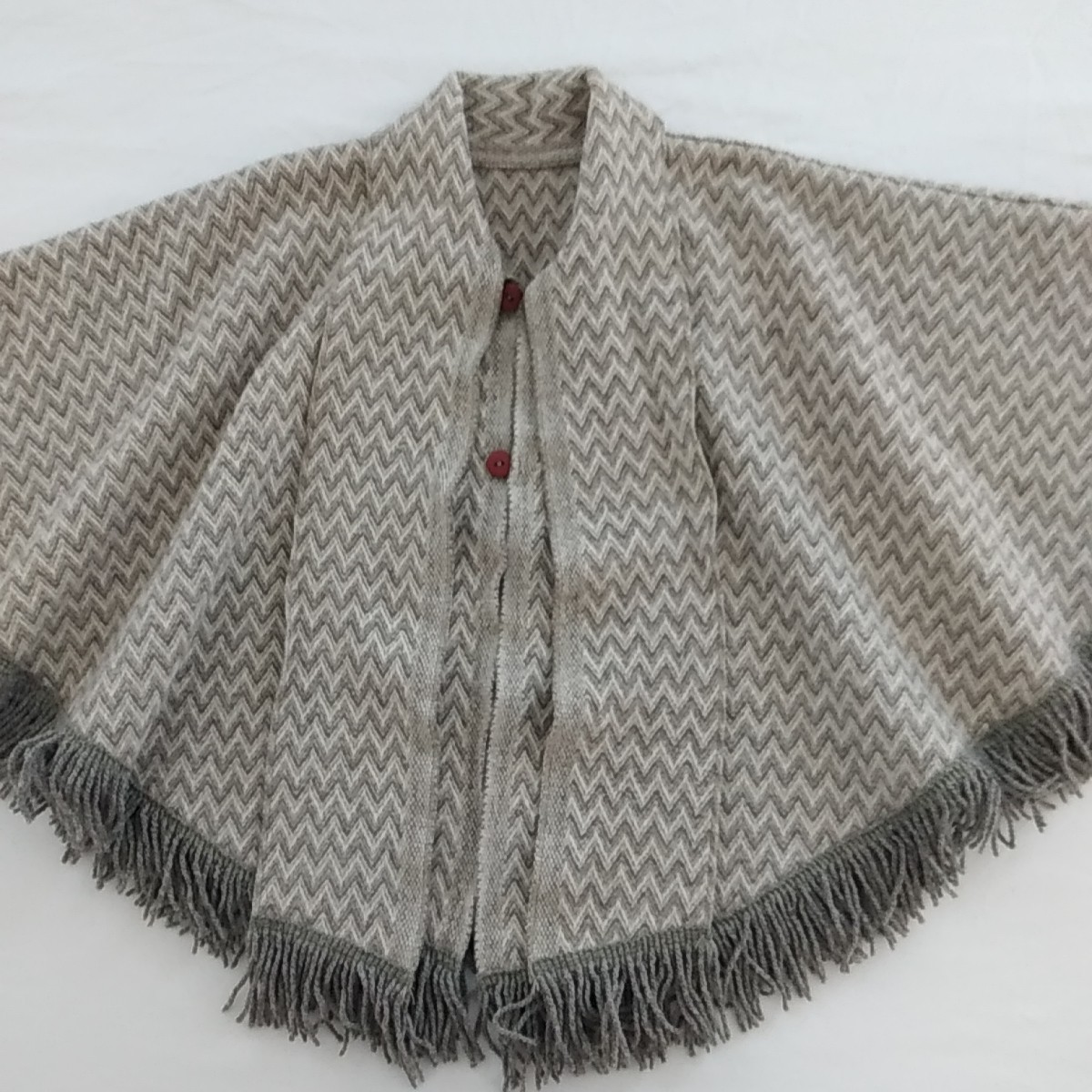 Women’s Collared Cape Poncho Shawl With Scarf Herringbone Chevrons One Size