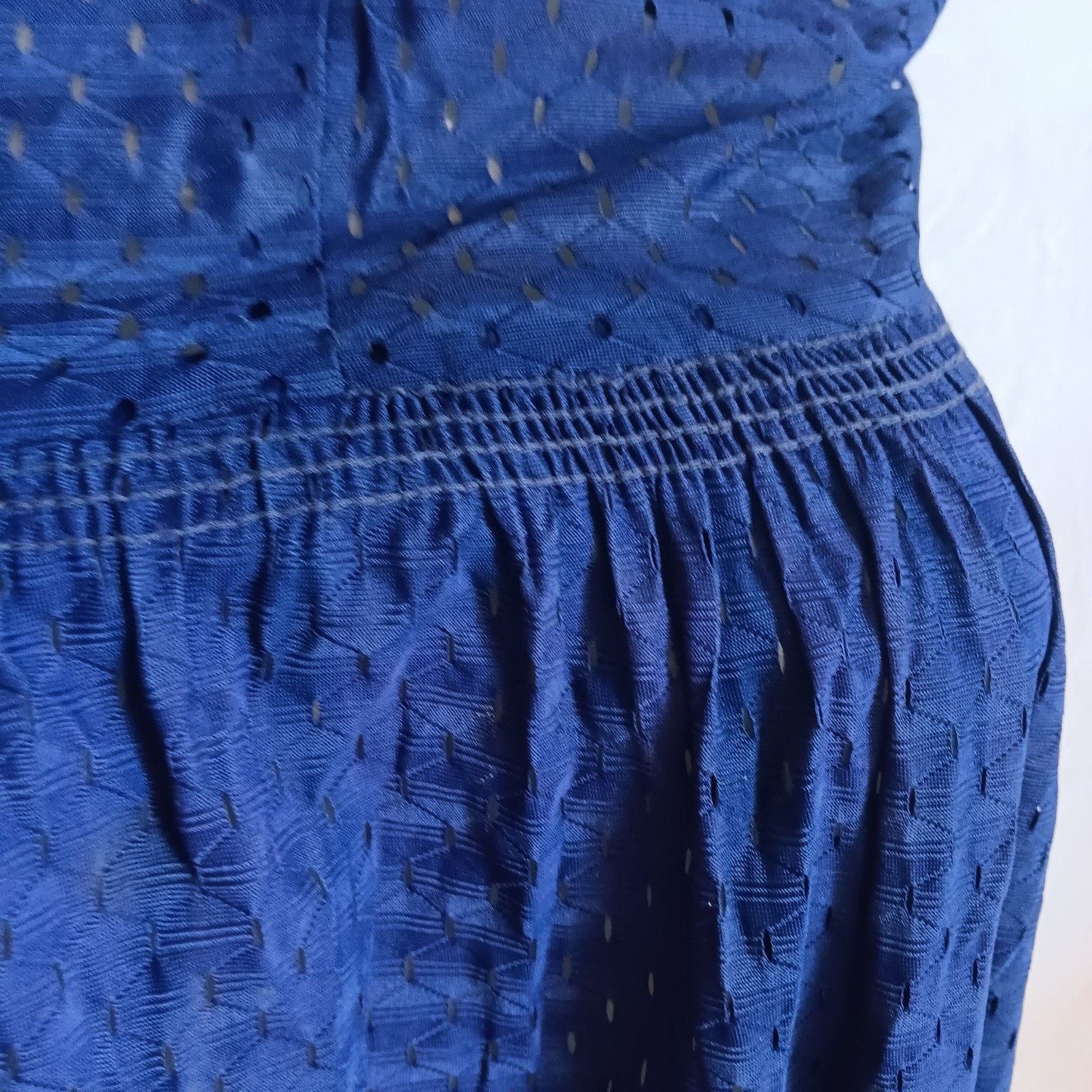 True Vintage Dress 1OF1 8 1960’s Eyelet Midi Tie Neck Slinky Stretch Nylon