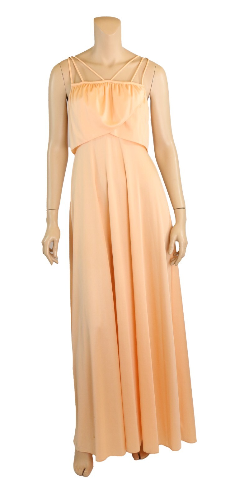 Unbranded Vintage 1970s Peach Maxi Bridesmaid Prom Party Dress size 7/8