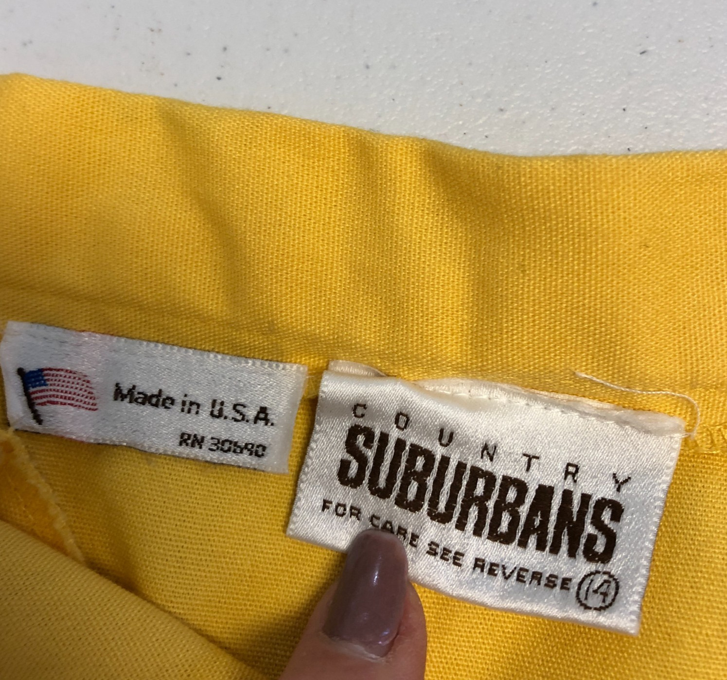 vtg 1970s Country Suburbans 2 pc Skirt Suit 12/14 Yellow Twill Kick Pleats USA