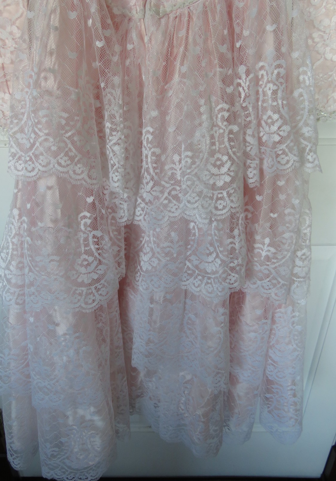 Vtg 1980s Flirtations Prom Gown quinceañera Belle Maxi Dress Princess Pink Lace