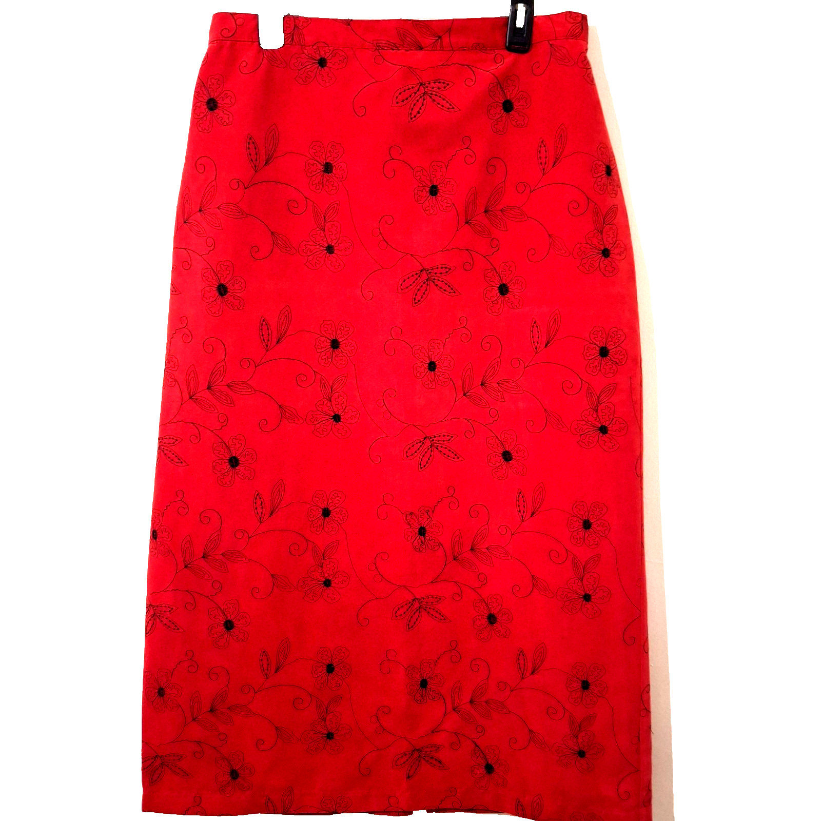VTG Cafe Au Lait Canada Floral Midi L* Intricate Embroidery Romantic Retro Offic