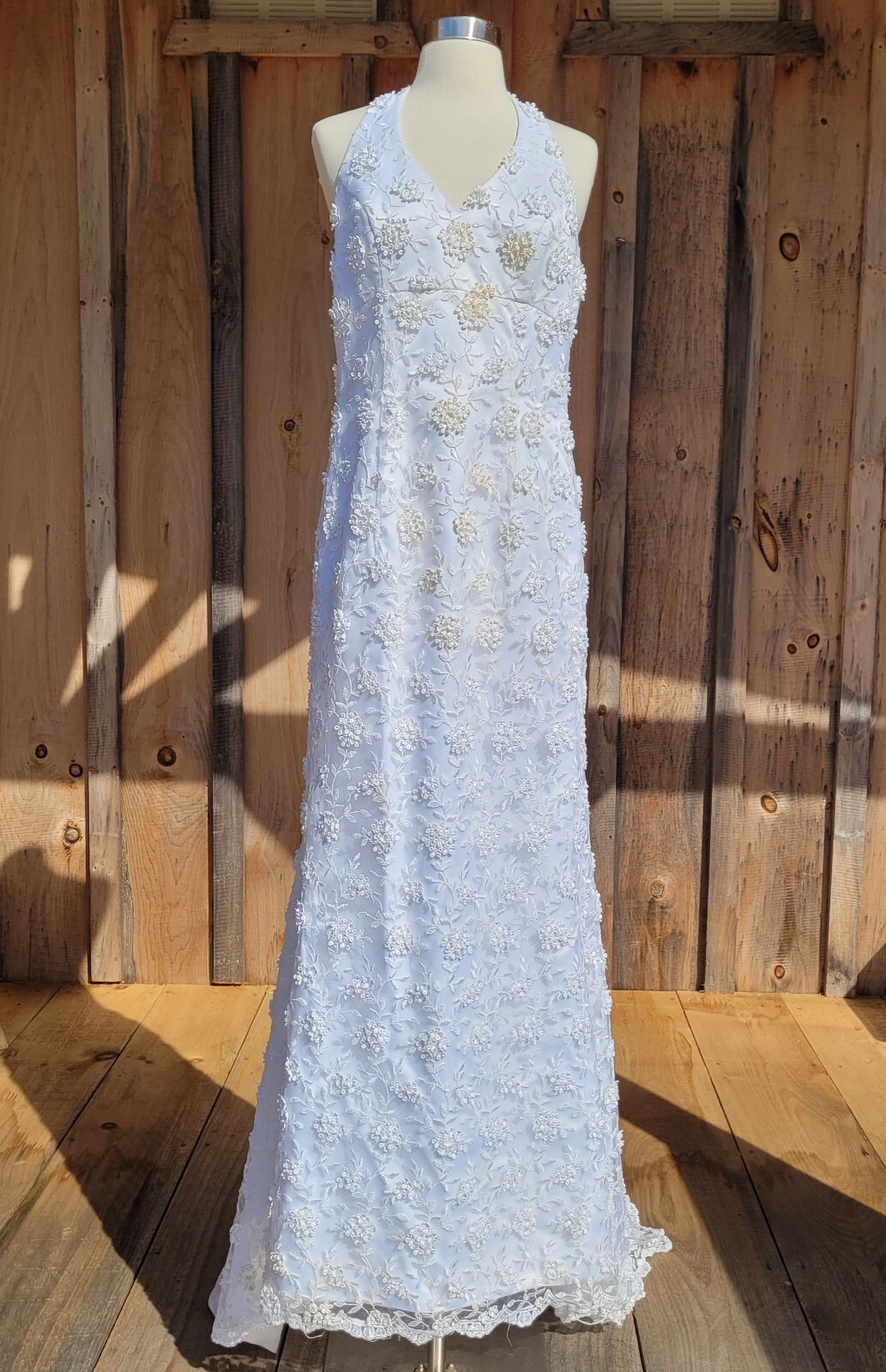 Vtg Embellished Halter Wedding Dress David’s Bridal Michaelangelo