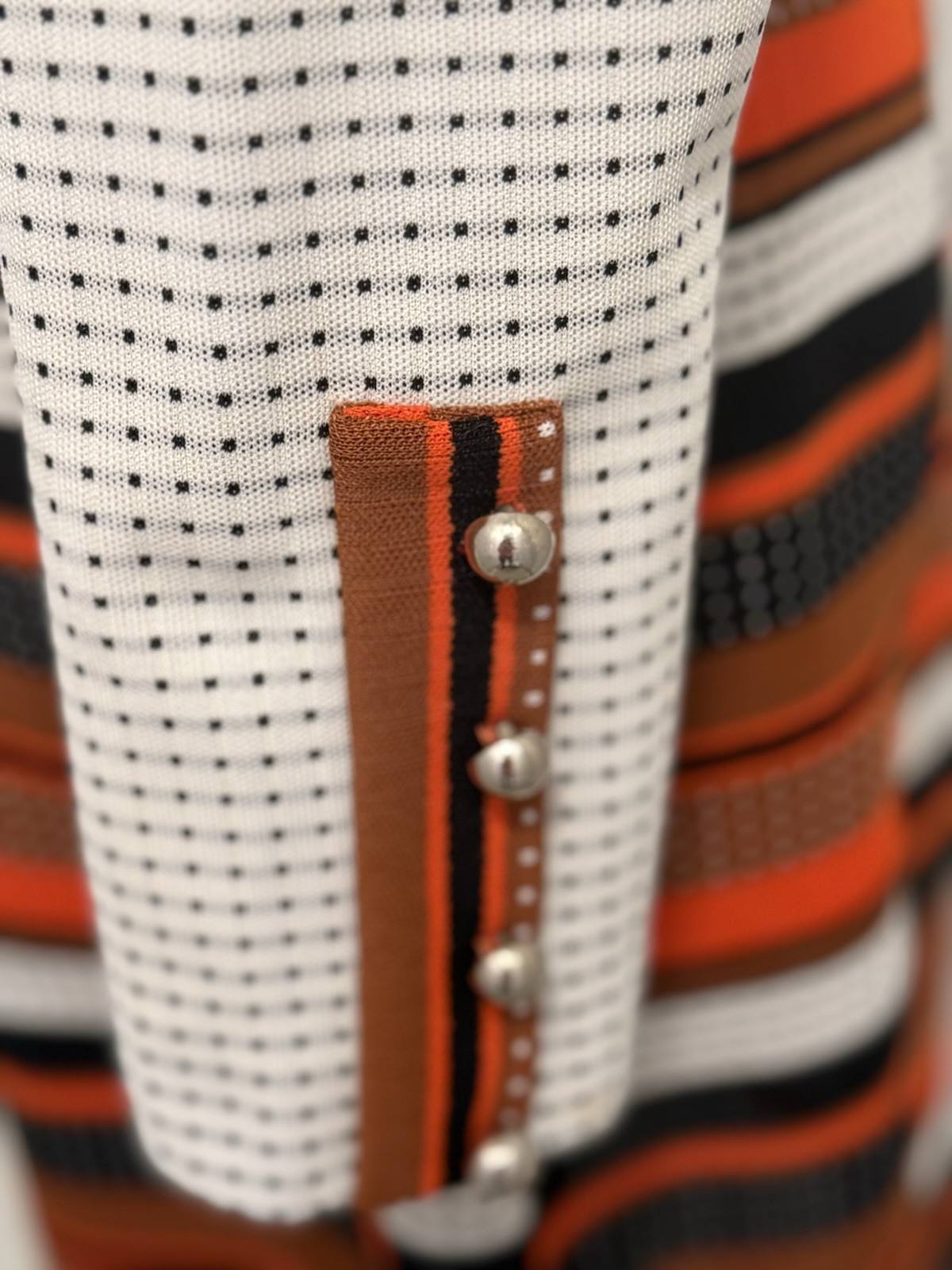 VTG Women’s Multi-Color Polka Dot Stripe Mod Pattern A Line Midi Dress Sz M