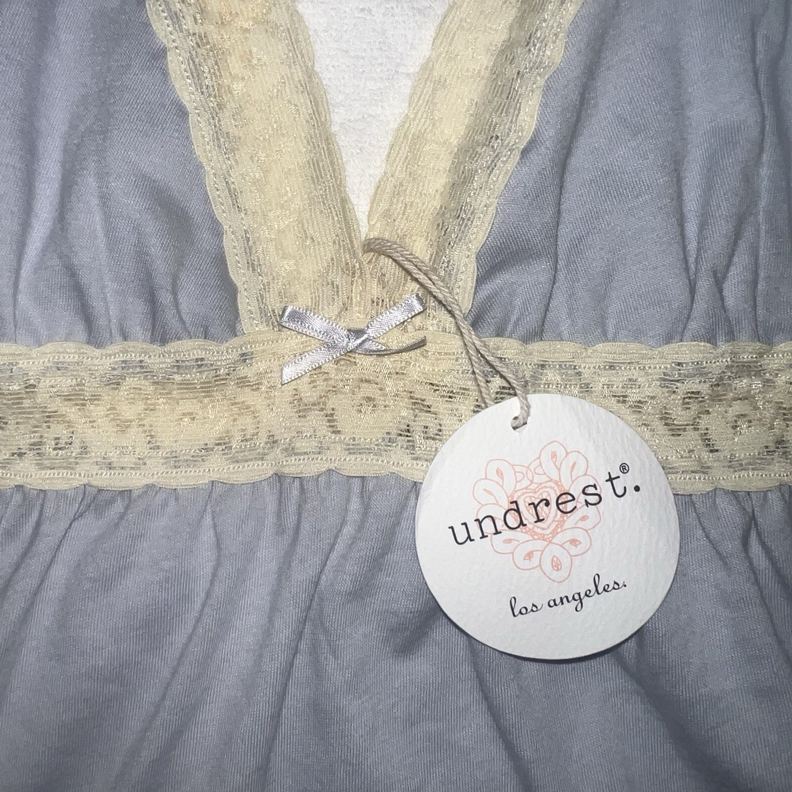 Authentic undrest NWT Vintage Lingerie French Blue Lace Supima Cotton Camisole L