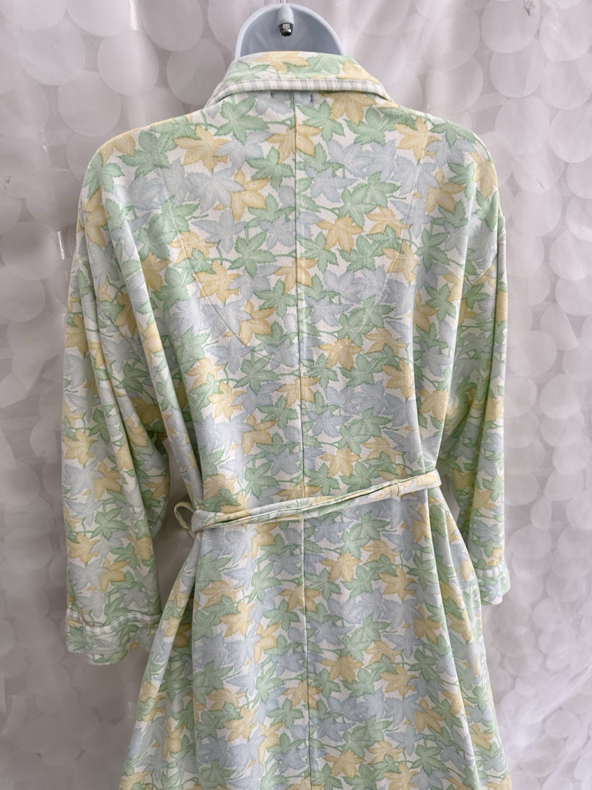 VTG 100% Cotton LONG Robe L Talbots Blue Yellow Green Cottage Country TURKEY