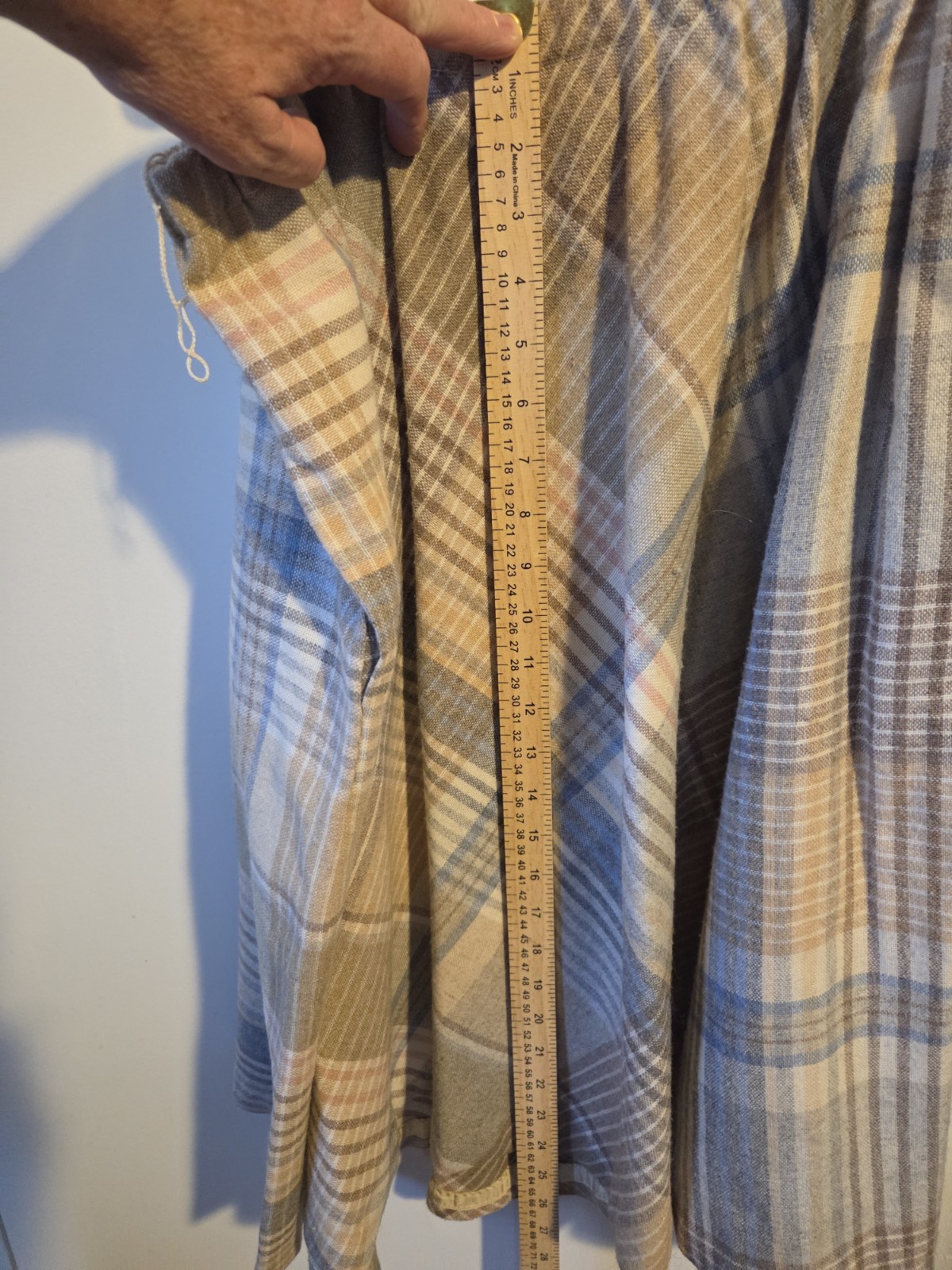 Vintage Century Of Boston Wool Skirt Sz 16 Tan/Gray Plaid Midi Length W/pockets