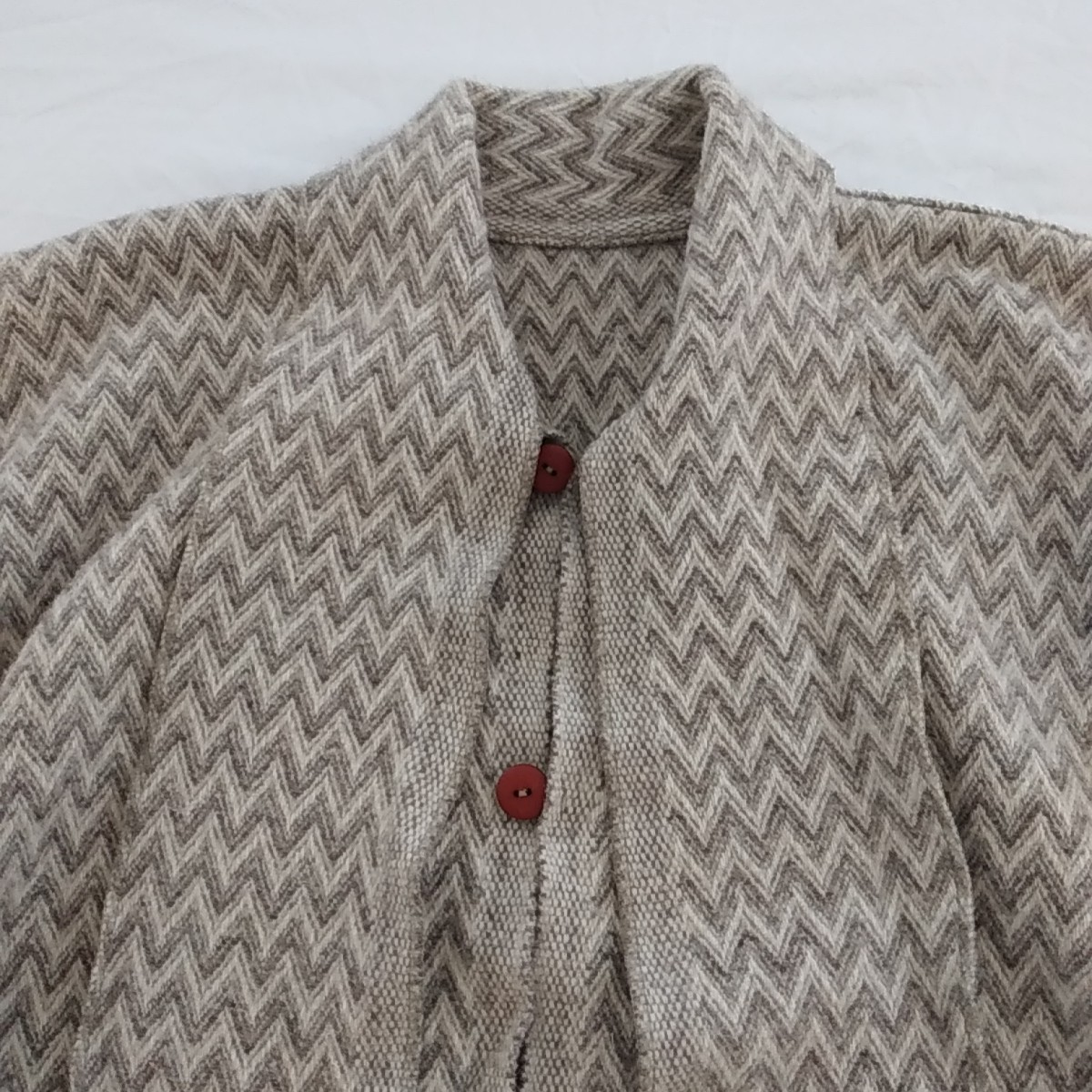 Women’s Collared Cape Poncho Shawl With Scarf Herringbone Chevrons One Size