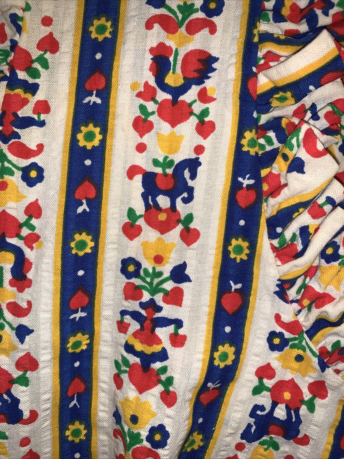 Rooster Horse Fair Isle Holland Print, Cottage Core Praire Dress