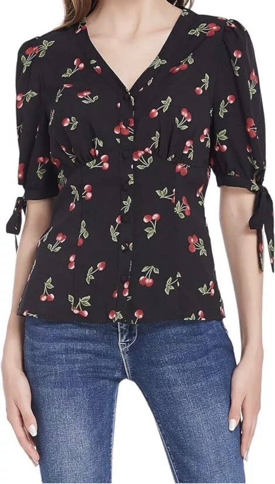 Belle Poque Pin-Up “Cherries” Blouse Size M 1950s Vintage Rock A Billy Style NWT