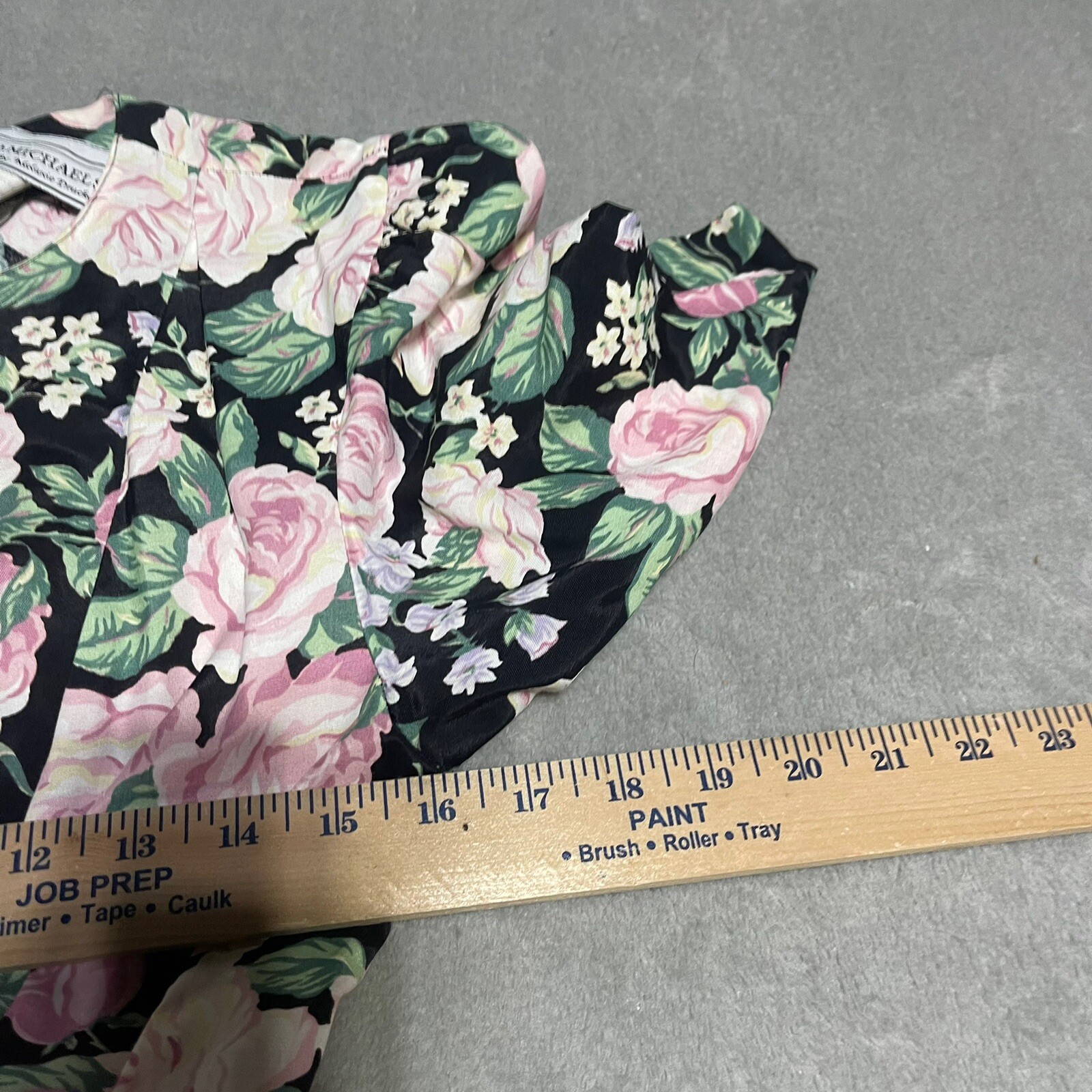 Vintage ED Michaels Dress Womens 5 6 Floral Rose Belted Modest Maxi Short Sleeve