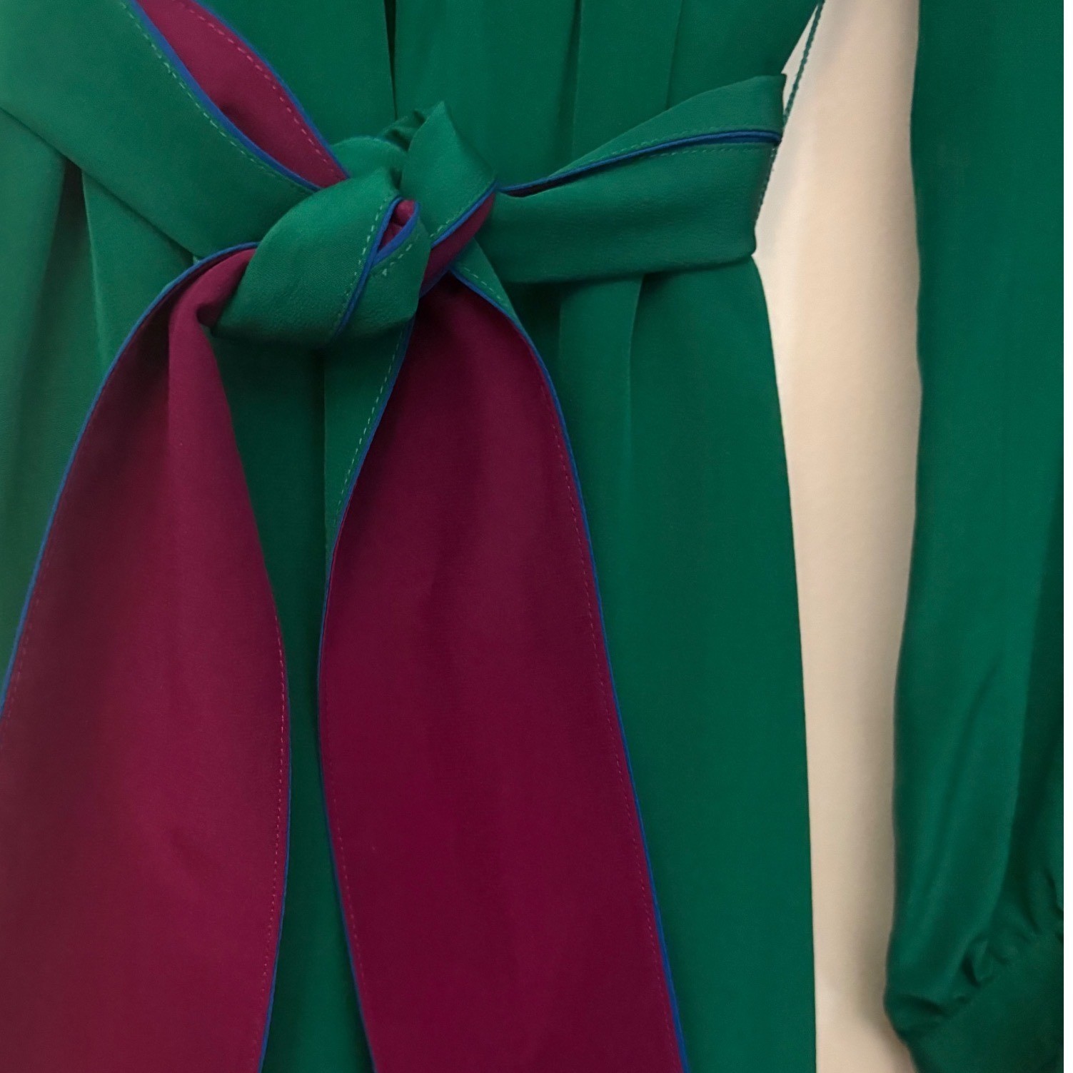 Francesca di Damon for Starington Vintage 100% Silk Green Midi Dress Petite 2