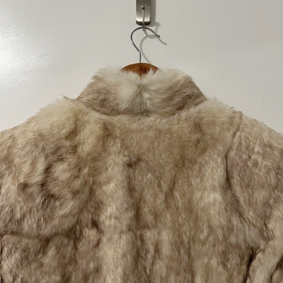 Split End Ltd Vintage Womens Genuine Rabbit Fur Jacket Cream Tan Size Medium