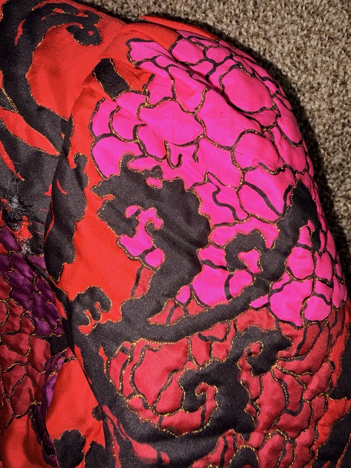 VTG 80S SILK QUILTED FLORAL BERGDORF GOODMAN CROPPED BOLERO JACKET