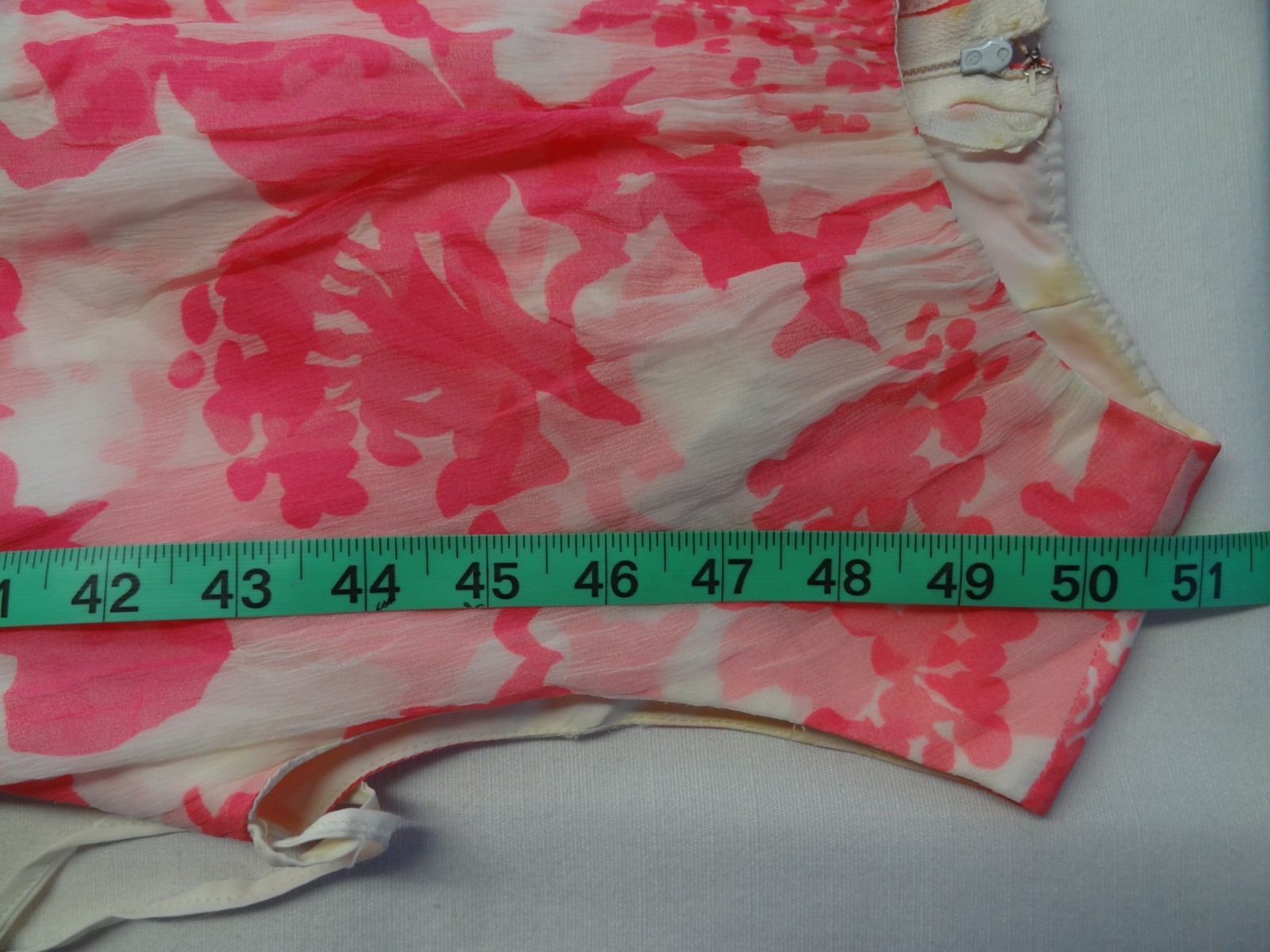 VTG XS Floral Dress Pink White Talon Zipper ILGWU Union Made in USA Long Maxi