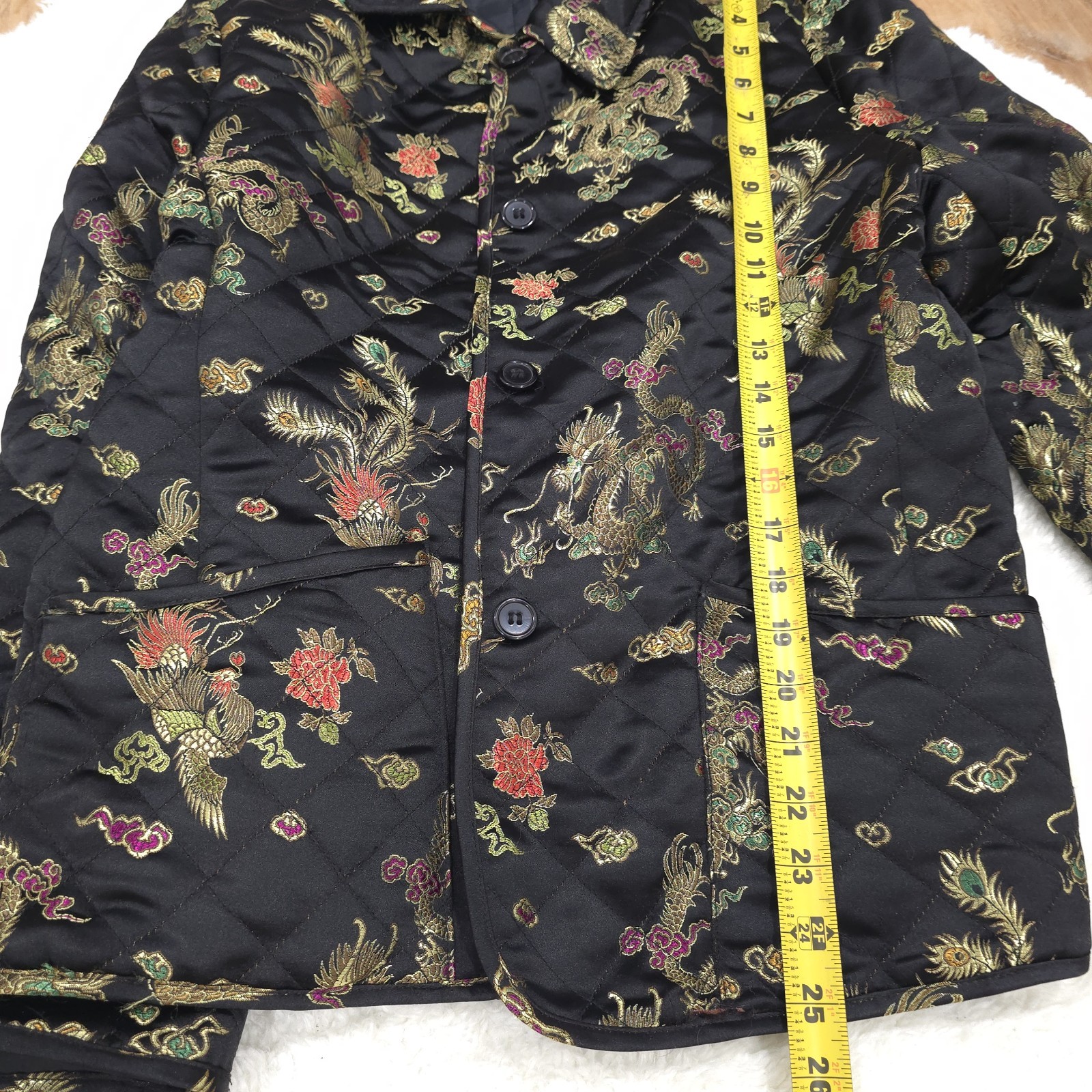 Vintage 90s Uniform John Paul Richard Quilted Dragon Phoenix Jacket Brocade M