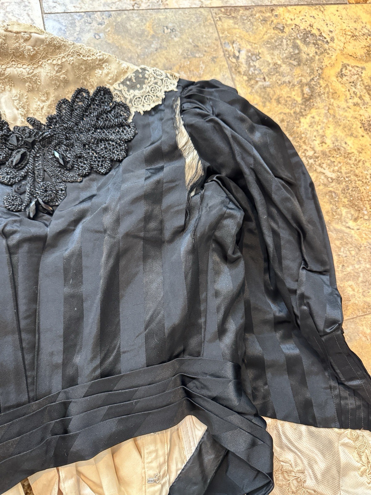 Antique Victorian Couture Bodice c1888–1893 Worth-Era Black Leg-of-Mutton Sleeve