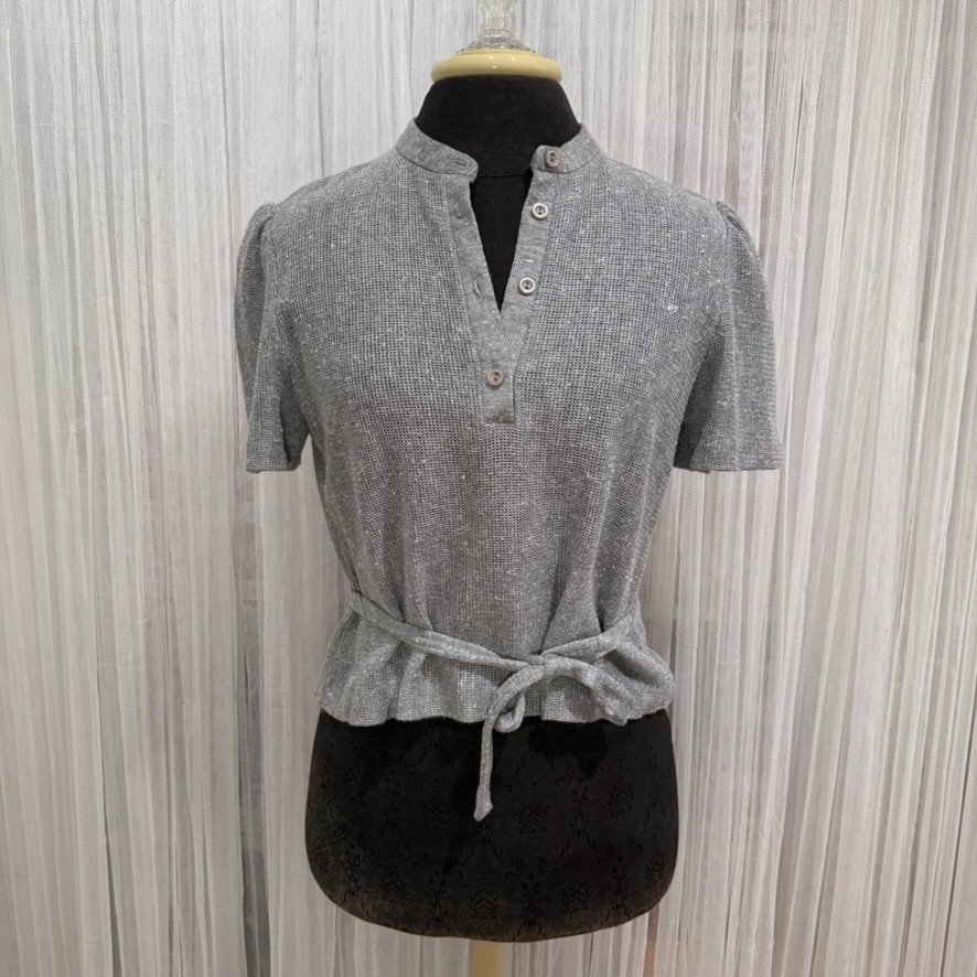 Vintage Marty Gutmacher Gray Short Sleeve Sweater ILGWU Union Made USA Size 8