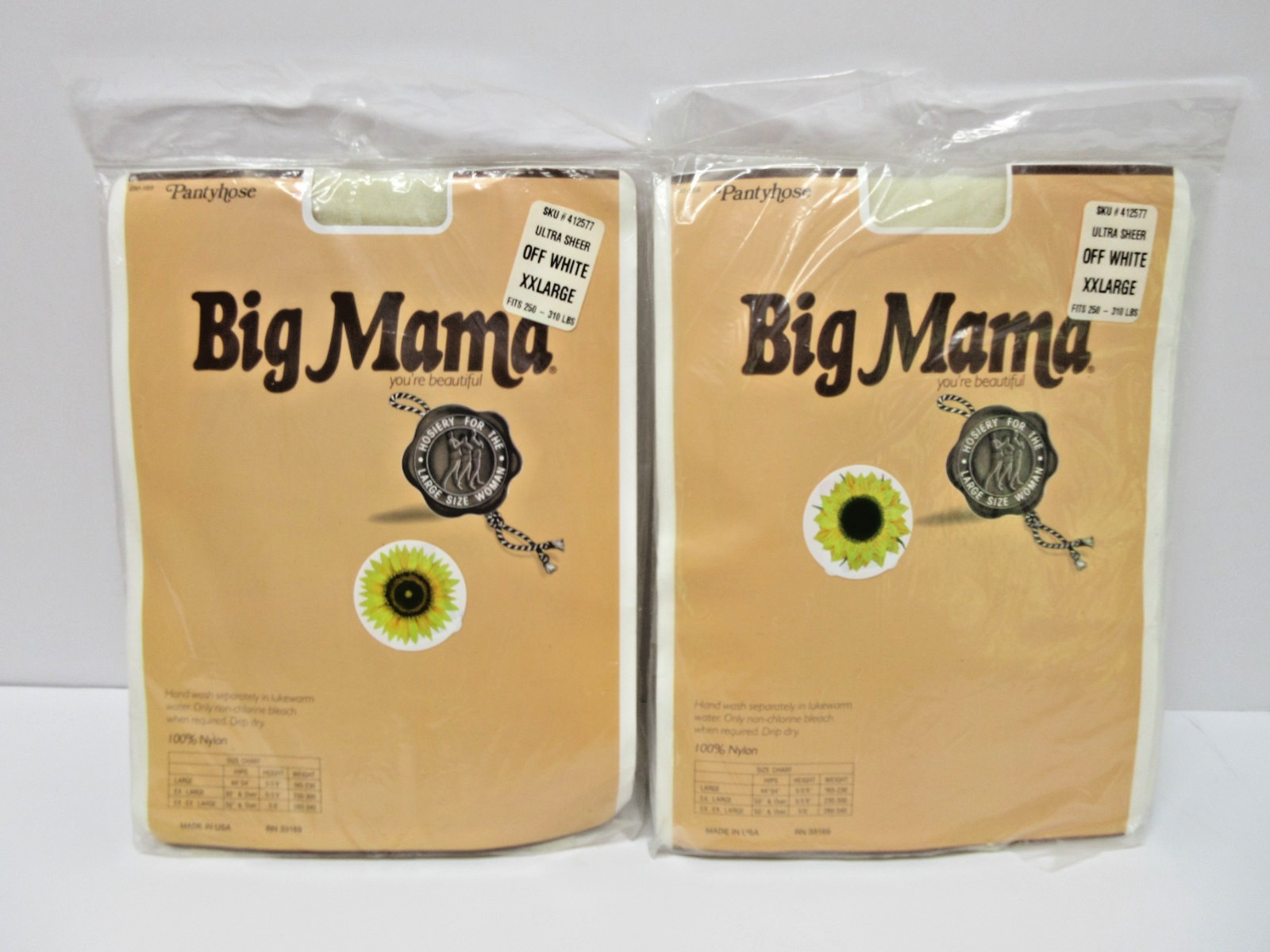 BIG MAMA Pantyhose Lot of 10 Pairs XL 220-275 lbs. + XXL 250-310 lbs. Vintage
