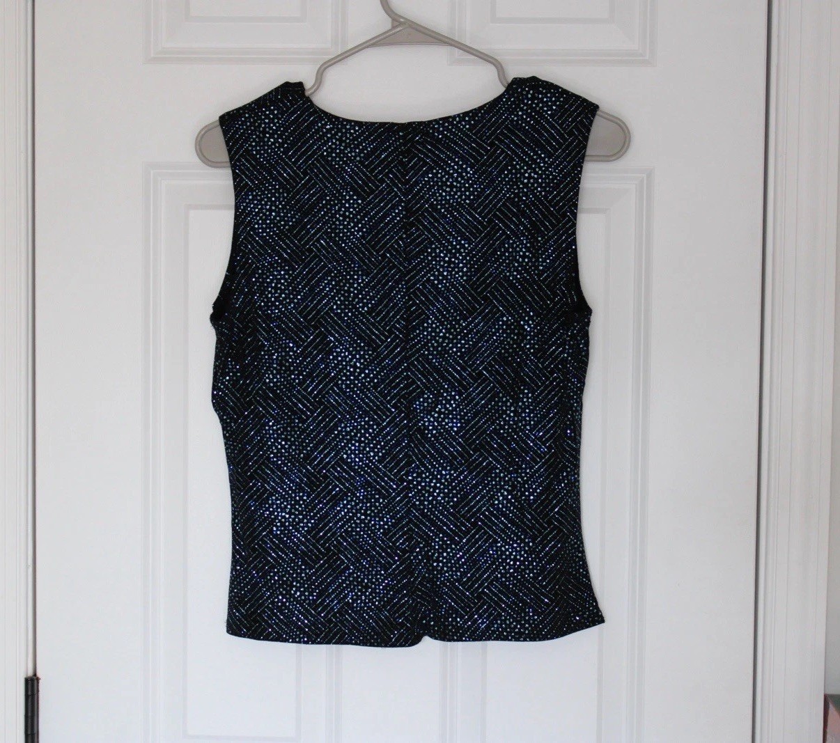 Scooter Tops by Onyx Nite vintage 90s clubwear sparkle black glitter tank top L