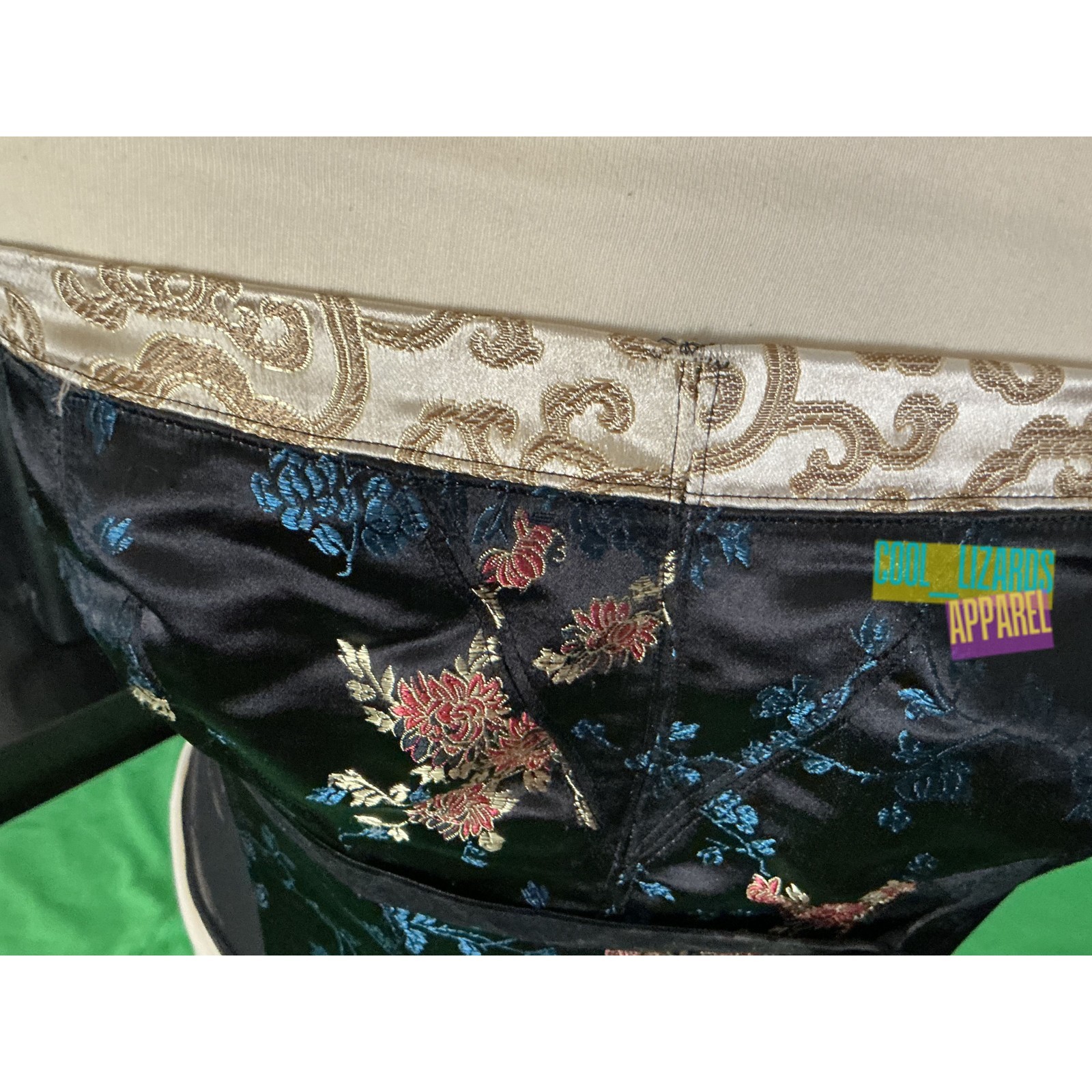CORSET black size 40 floral brocade satin bow vintage bustier corset Asia