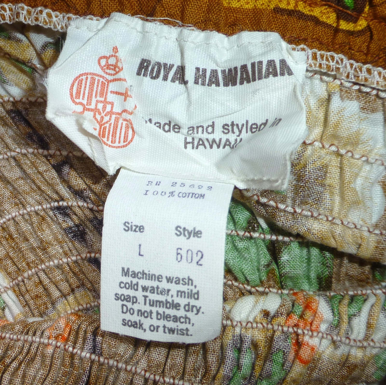 Vtg ROYAL Hawaiian Floral Cotton Polynesian wedding Party Midi Sun DRESS Sz L