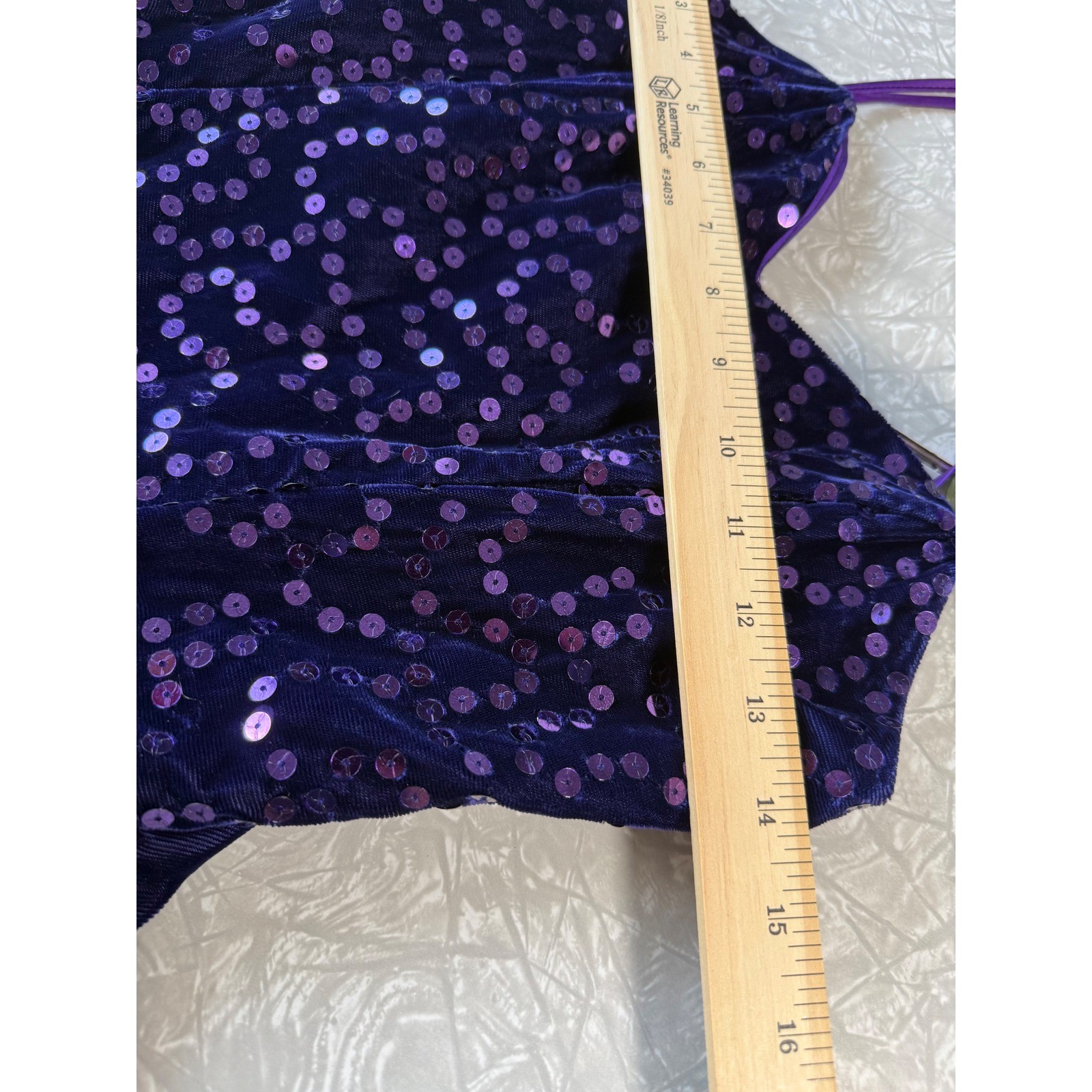 Notorious Vintage 80s Purple Sequin Velvet Satin Tiered Party Dress Size 5 Prom