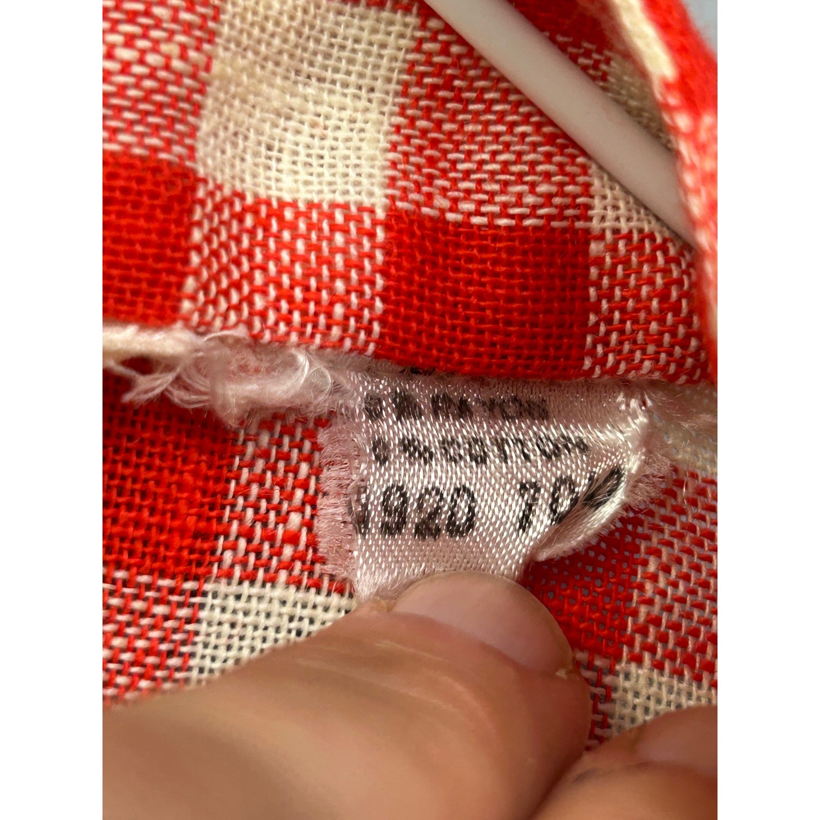 Cos Cob Blouse Women Medium Red Gingham Zip Up Mock Neck Long Sleeve Vintage