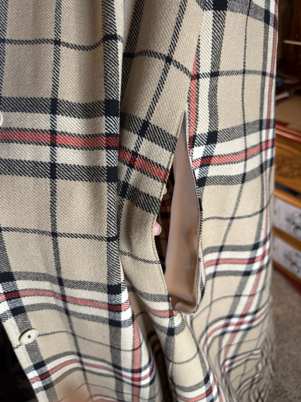 Vintage Women’s UK Made Nova Check Wool Cape Coat Skirt Suit UK14/US12