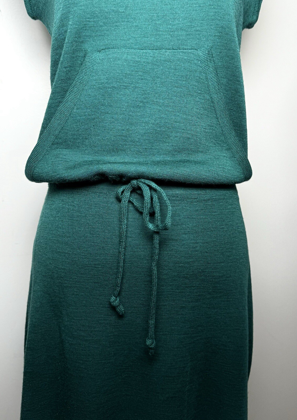 Vtg 70s Wool Knit Matching Outfit M Green Crop Top Swing Skirt Dress Set 2 Pc