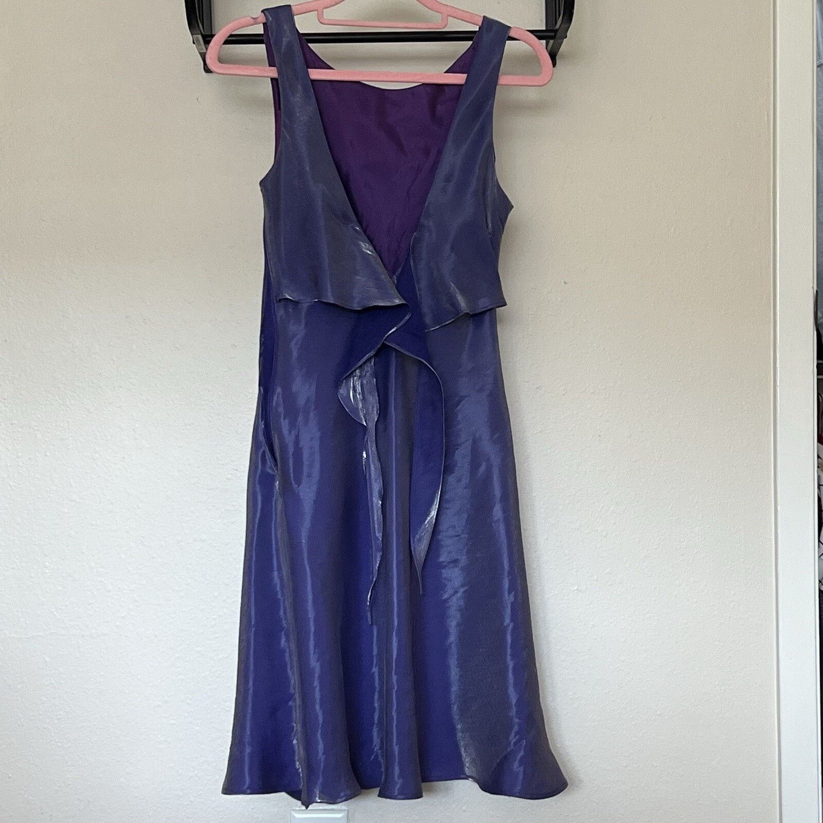 De Laru Dress By Sheila Yen Purple Lilac Size 5/6 Shiny Metallic Minidress