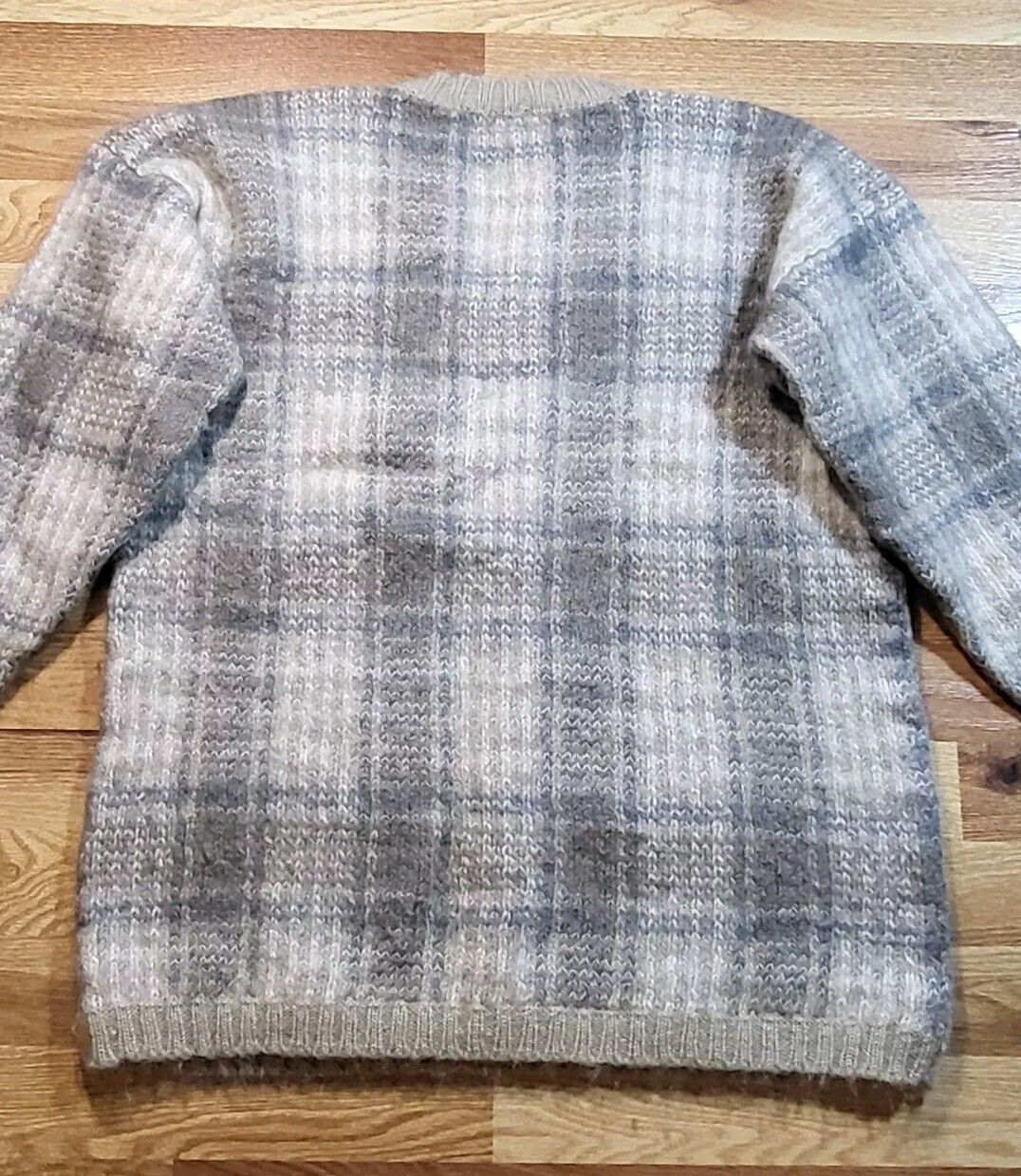 Vtg Jay Jacobs Knit Sweater Women’s Large Mohair Blend Boxy Blue Gray Beige