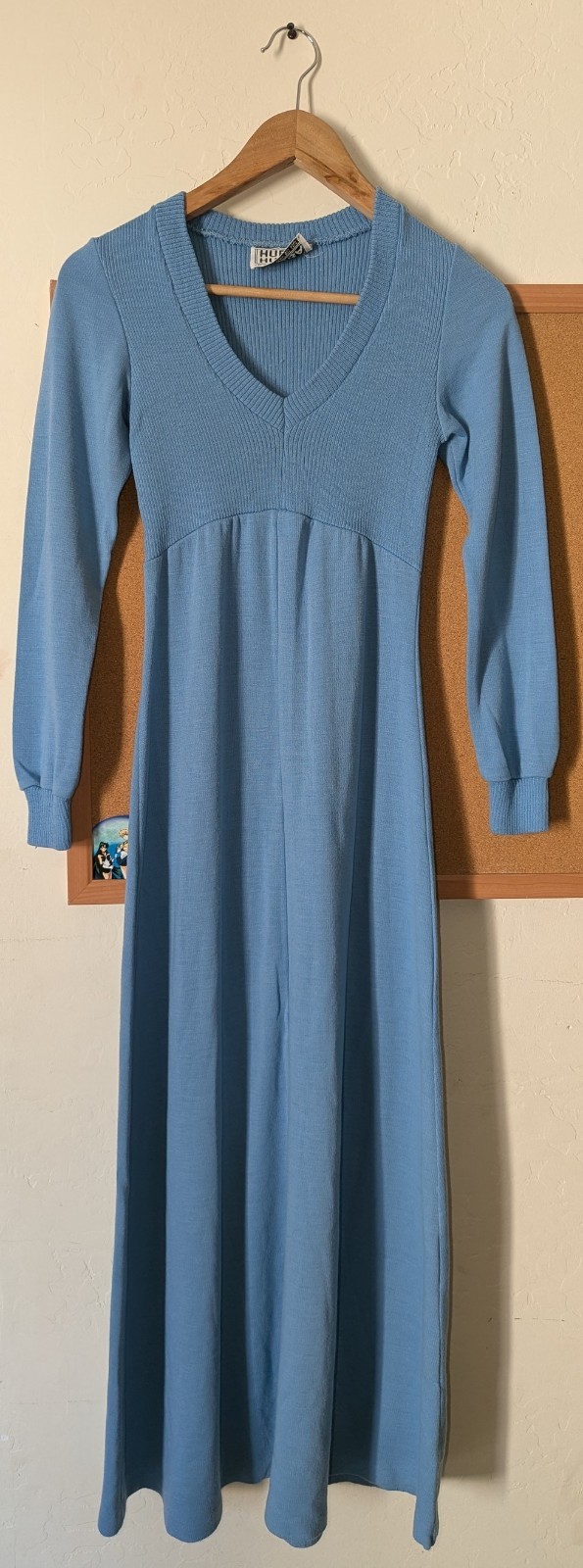 Vintage Hubba Hubba San Fransico Union Made Blue Acrylic Knit Maxi Dress